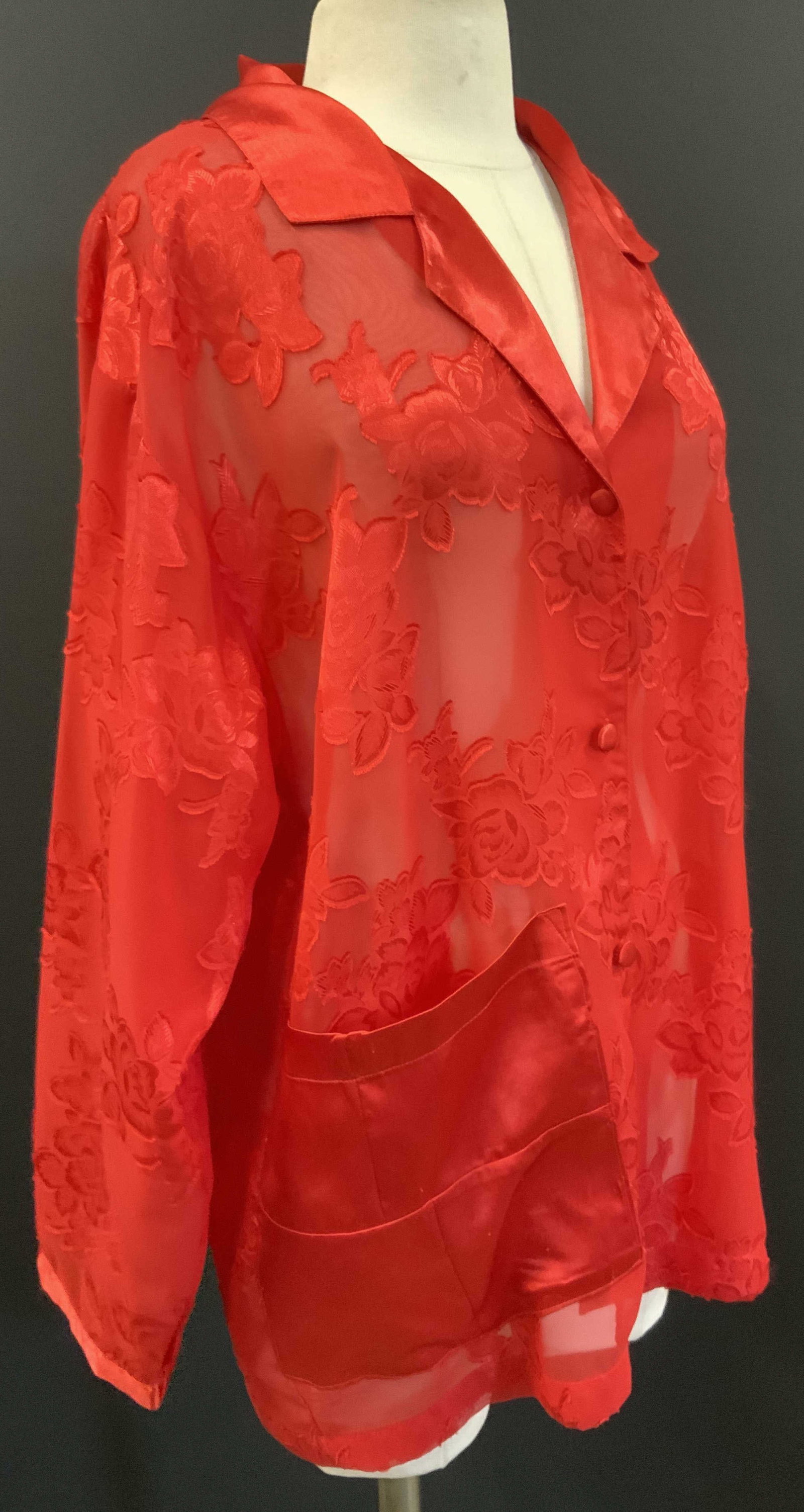 Contessa di Roma Red Rose Damask Sheer Top (1 of 10)