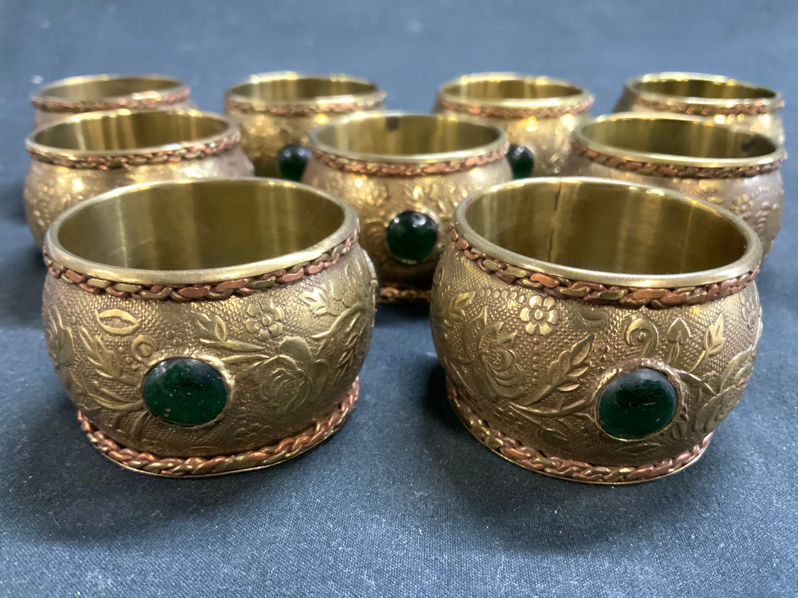 9 Anglo Indian Brass & Copper Napkin Rings 1930s (1 of 6)