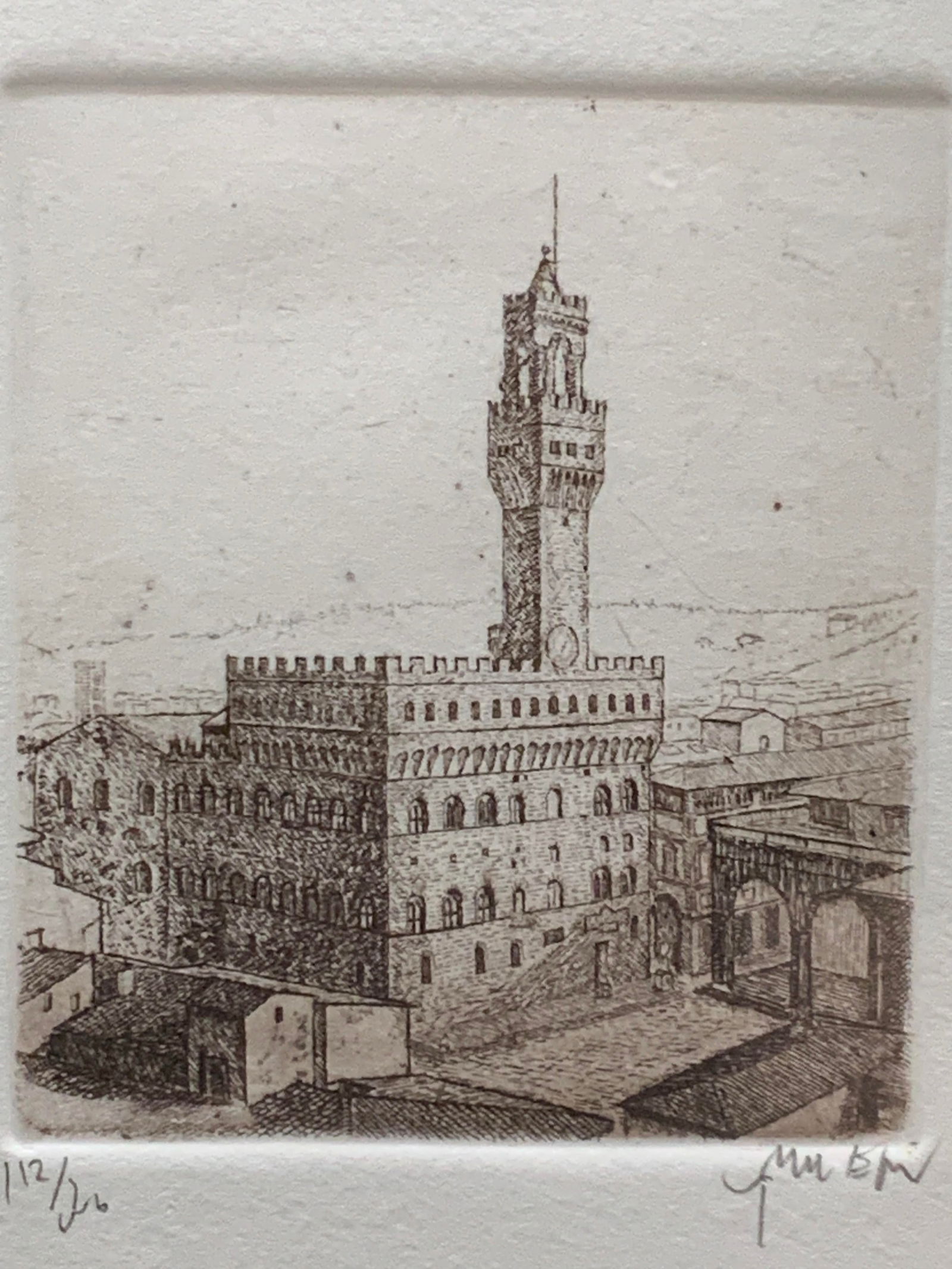 Sgd Copper Plate Palazzo Vecchio Etching (1 of 7)
