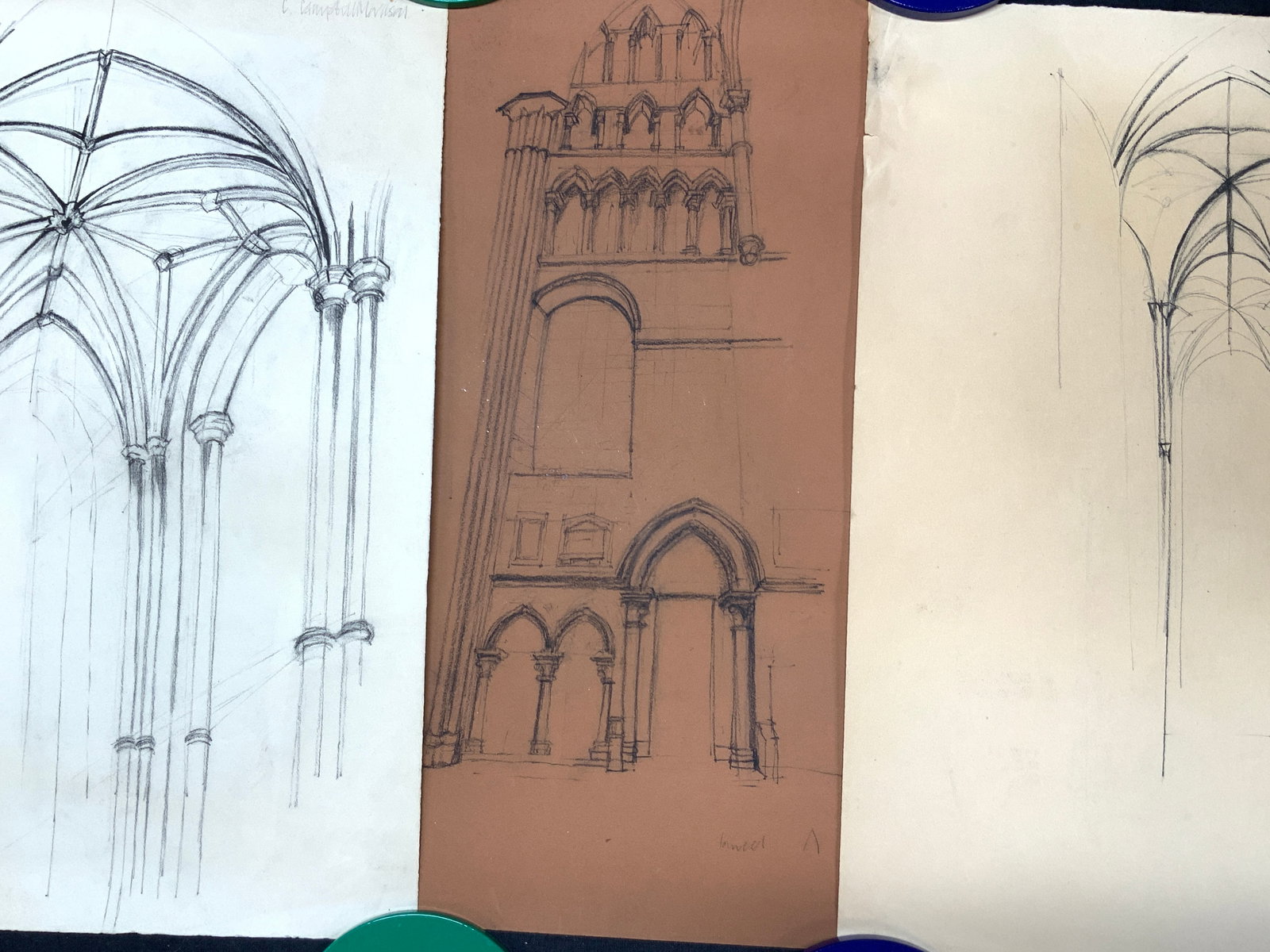 3 Vtg Architectural Graphite Drawings (1 of 11)