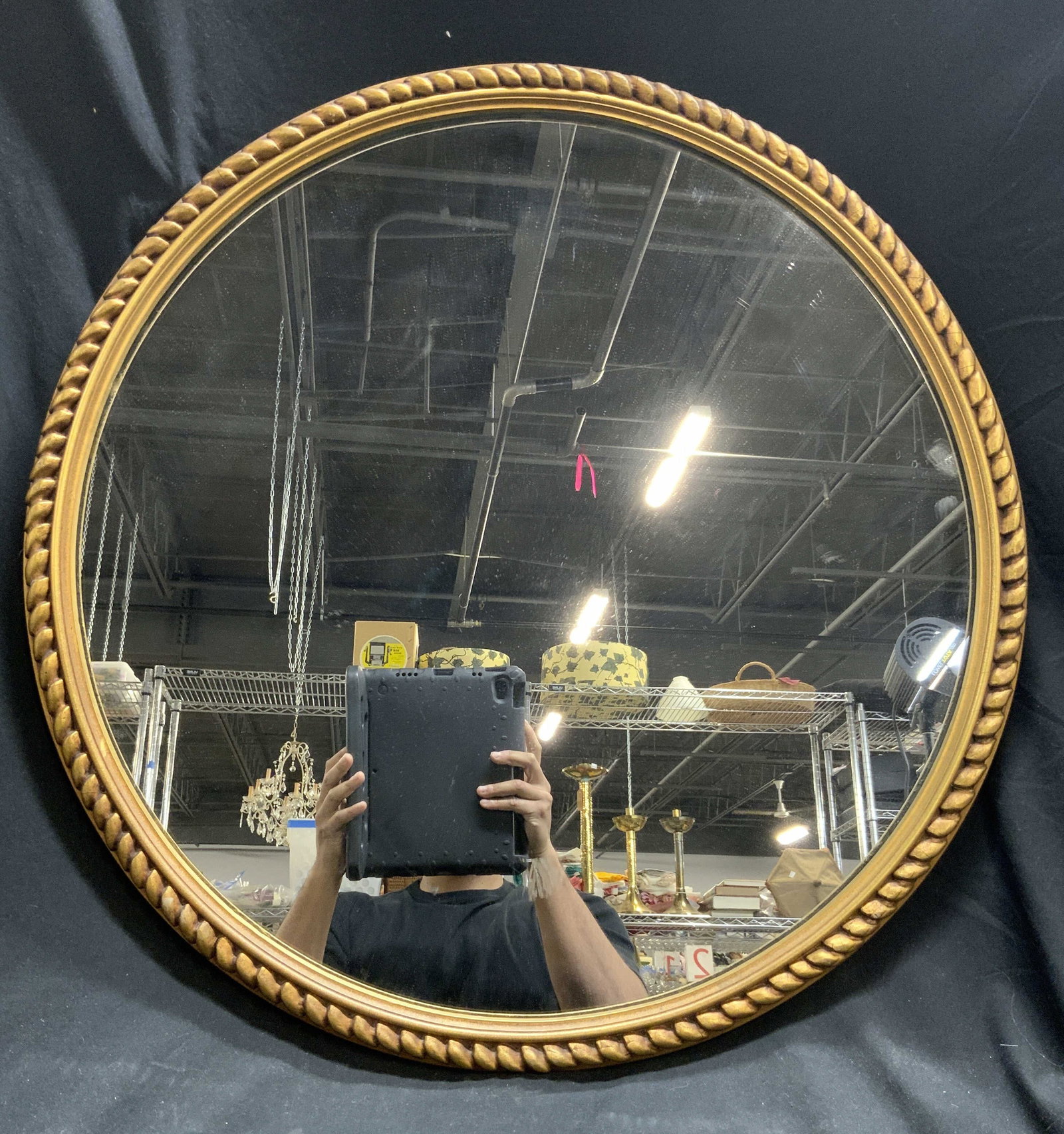 Vintage Circular Gilt Wood Wall Mirror 26in (1 of 6)