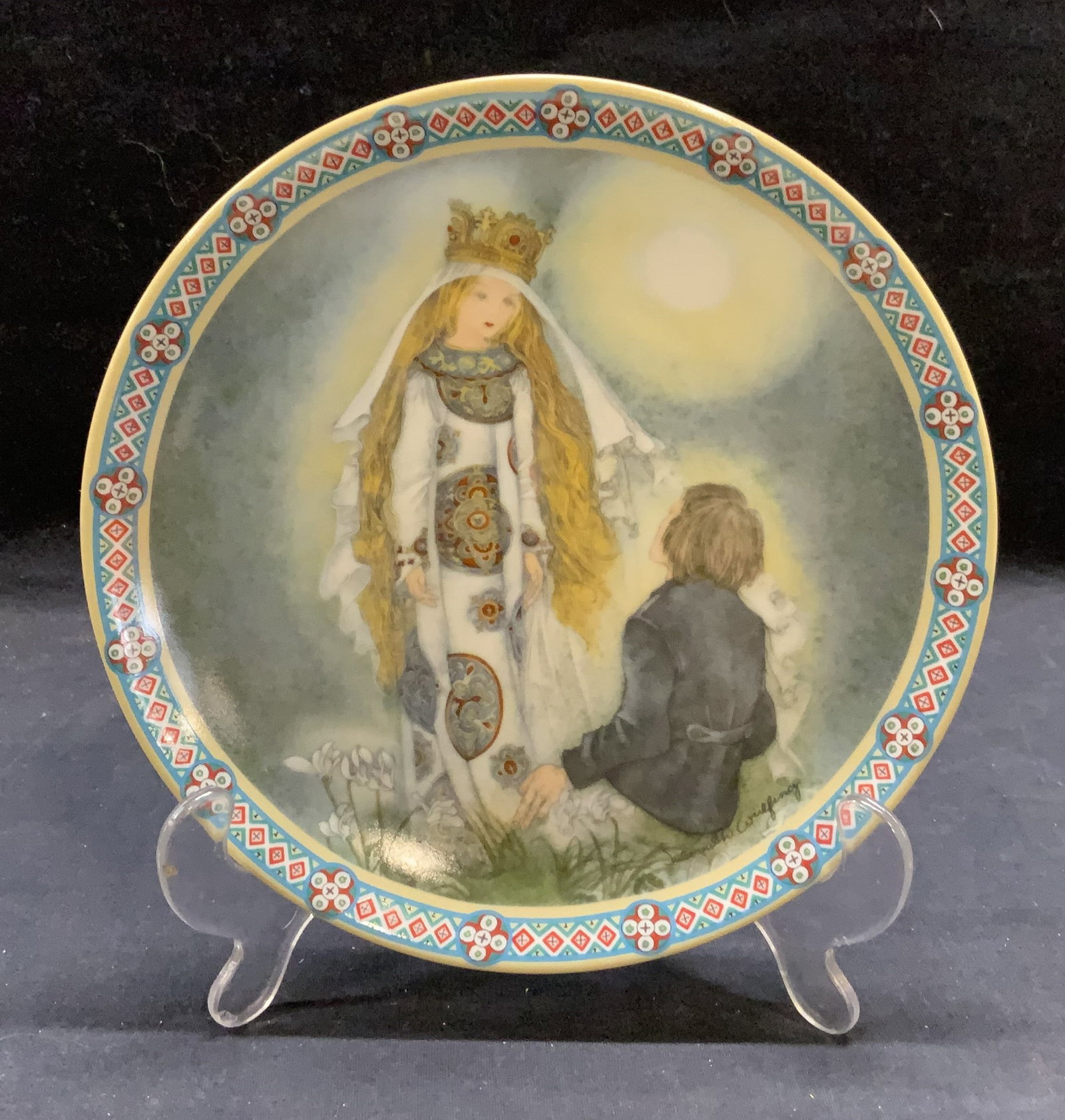 Konigszelt A Womans Love&Life Porcelain Plate 1986: Konigszelt Bayern A Womans Love and Life series porcelain plate. since I saw It, artwork by Sulamith Wulfing. Issued 1986. Measures approx. 7.75 inches diameter. Includes certificate of authenticity a