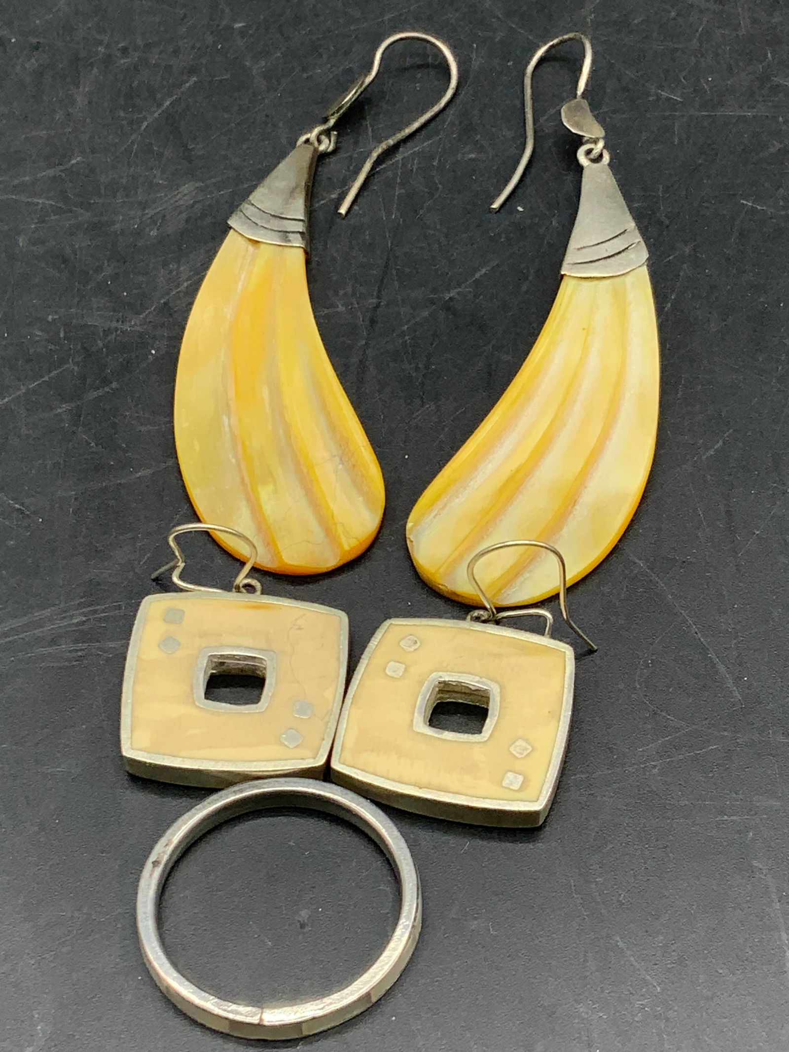 Sterling Silver & Slvr Tn Metal Earrings & Ring, 3 (1 of 7)