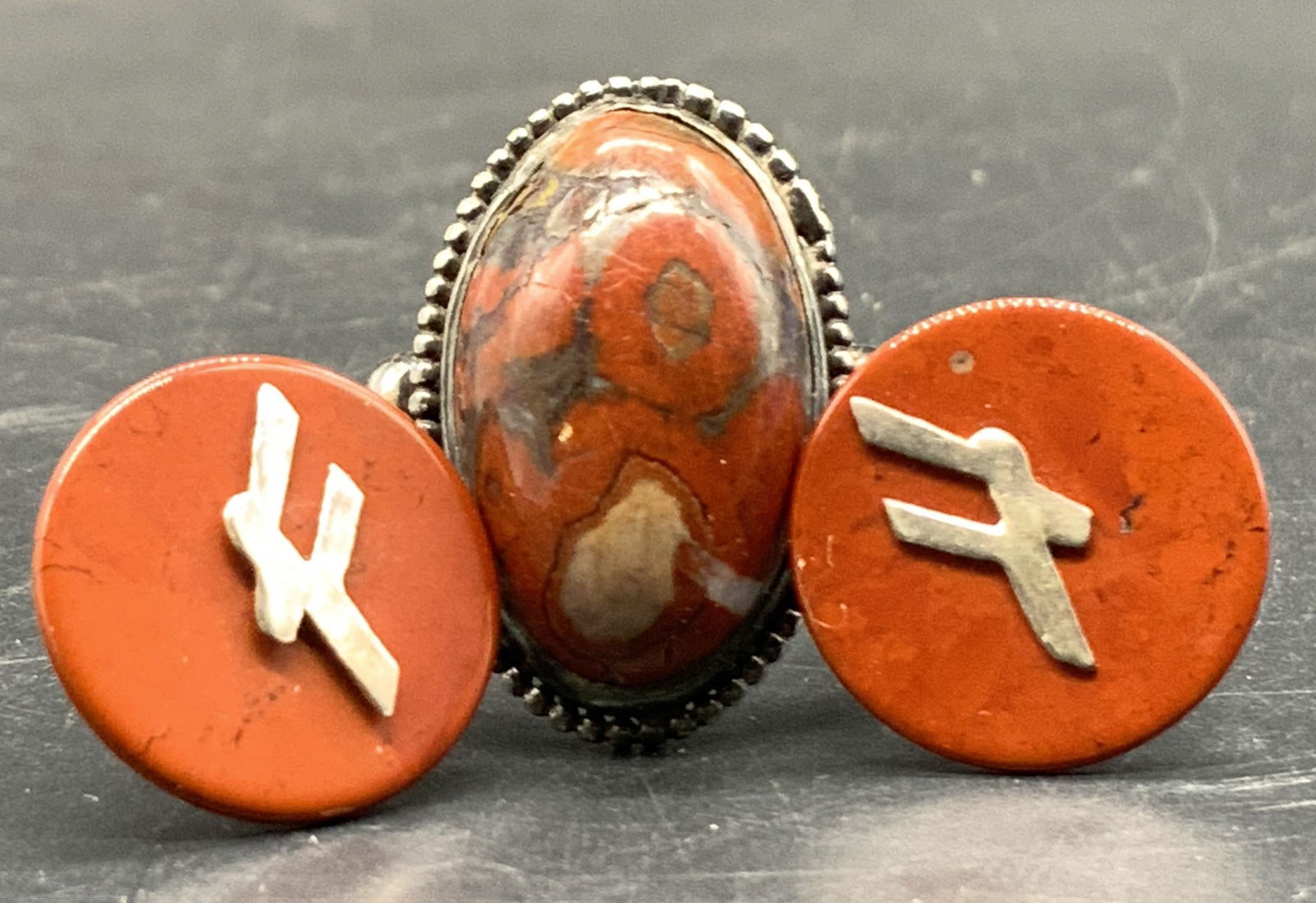 Lot2Sterling Silver Red Stone Earring & Ring (1 of 7)