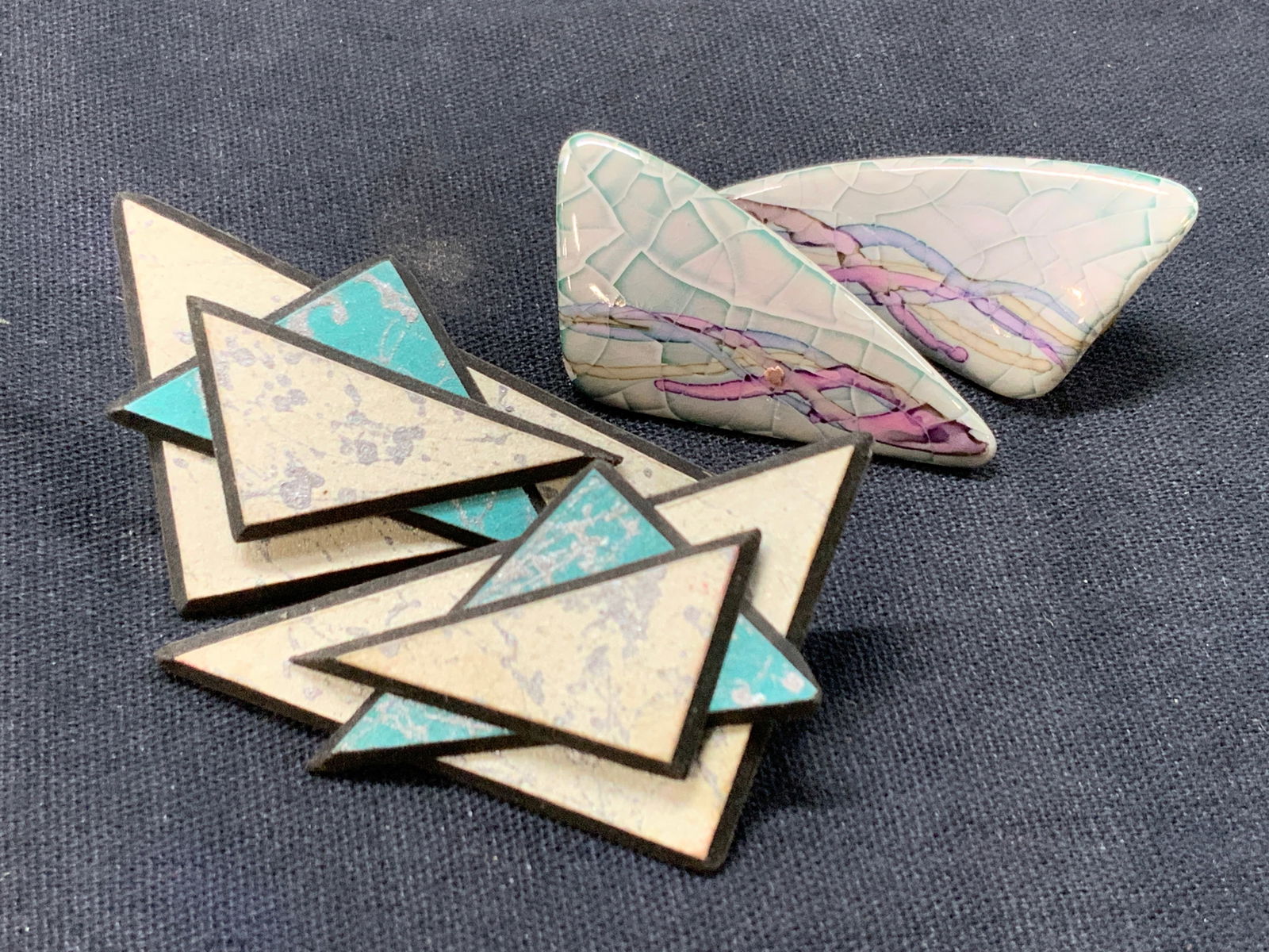 2 Retro Style Paper & Ceramic Earrings (1 of 7)