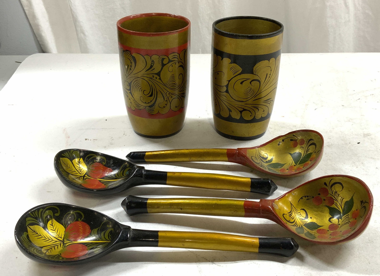 Vintage Lot 6 Russian Khokhlova Spoons & Vessels (1 of 6)