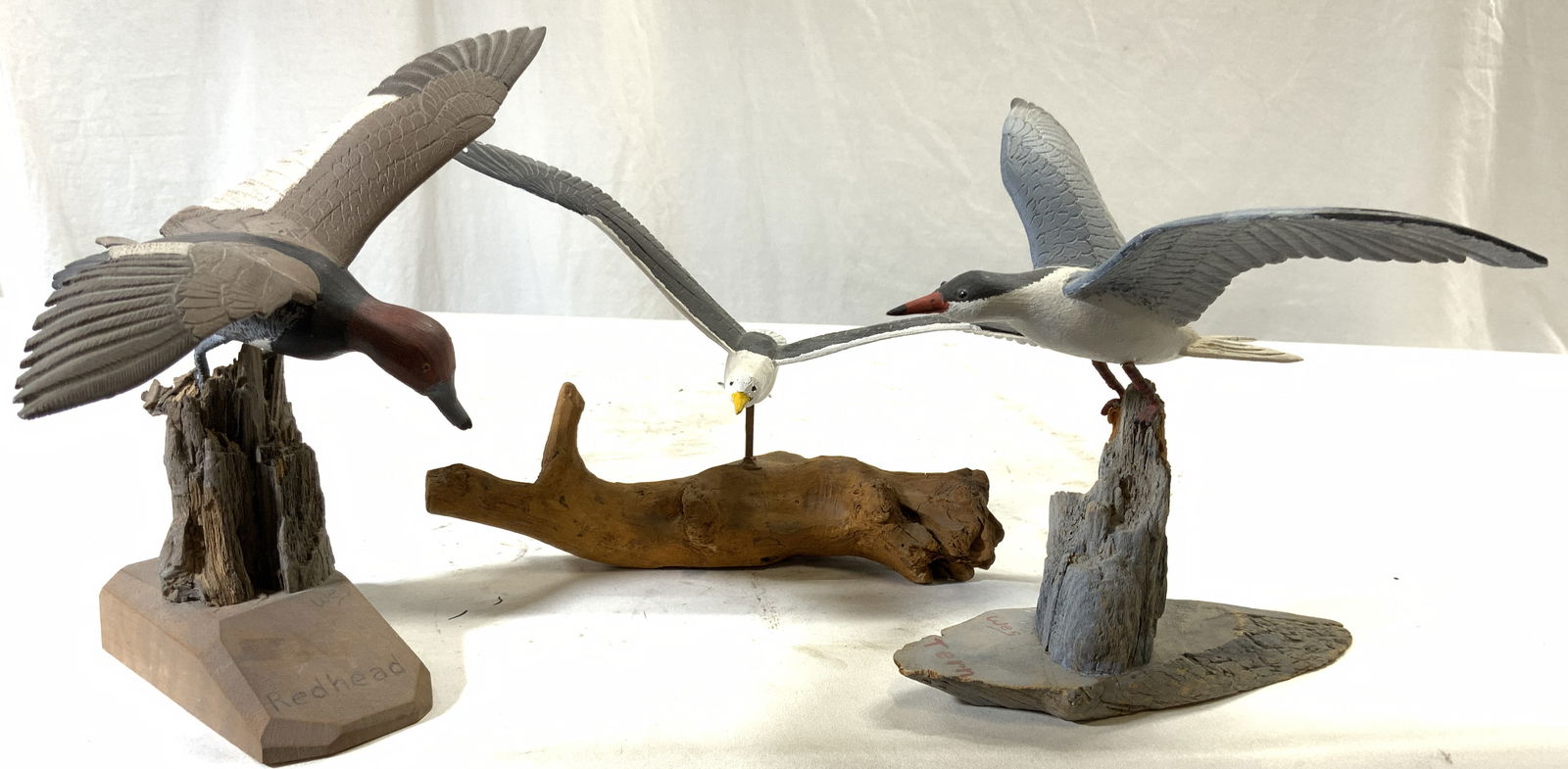 WES ROWEROFT Lot 3 Carved Wooden Bird Figurals (1 of 10)