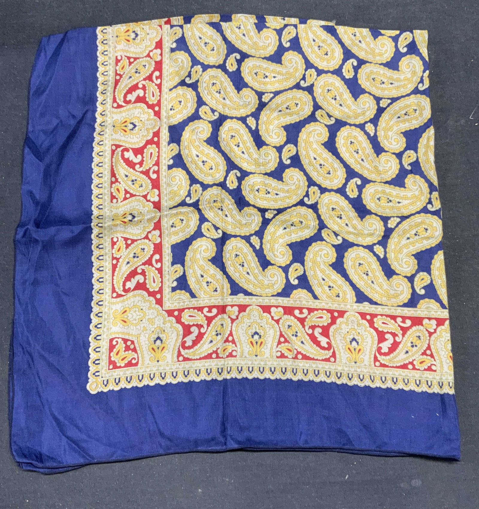 Vintage Blue Paisley Print Cotton Scarf (1 of 6)