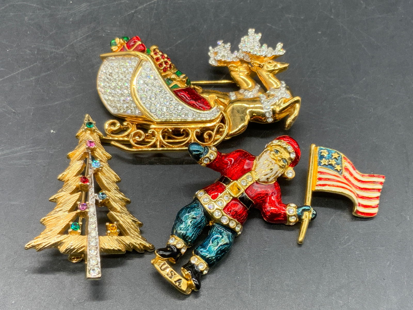 Lot 3 Holiday Brooches, Swarovski, RADKO + (1 of 8)