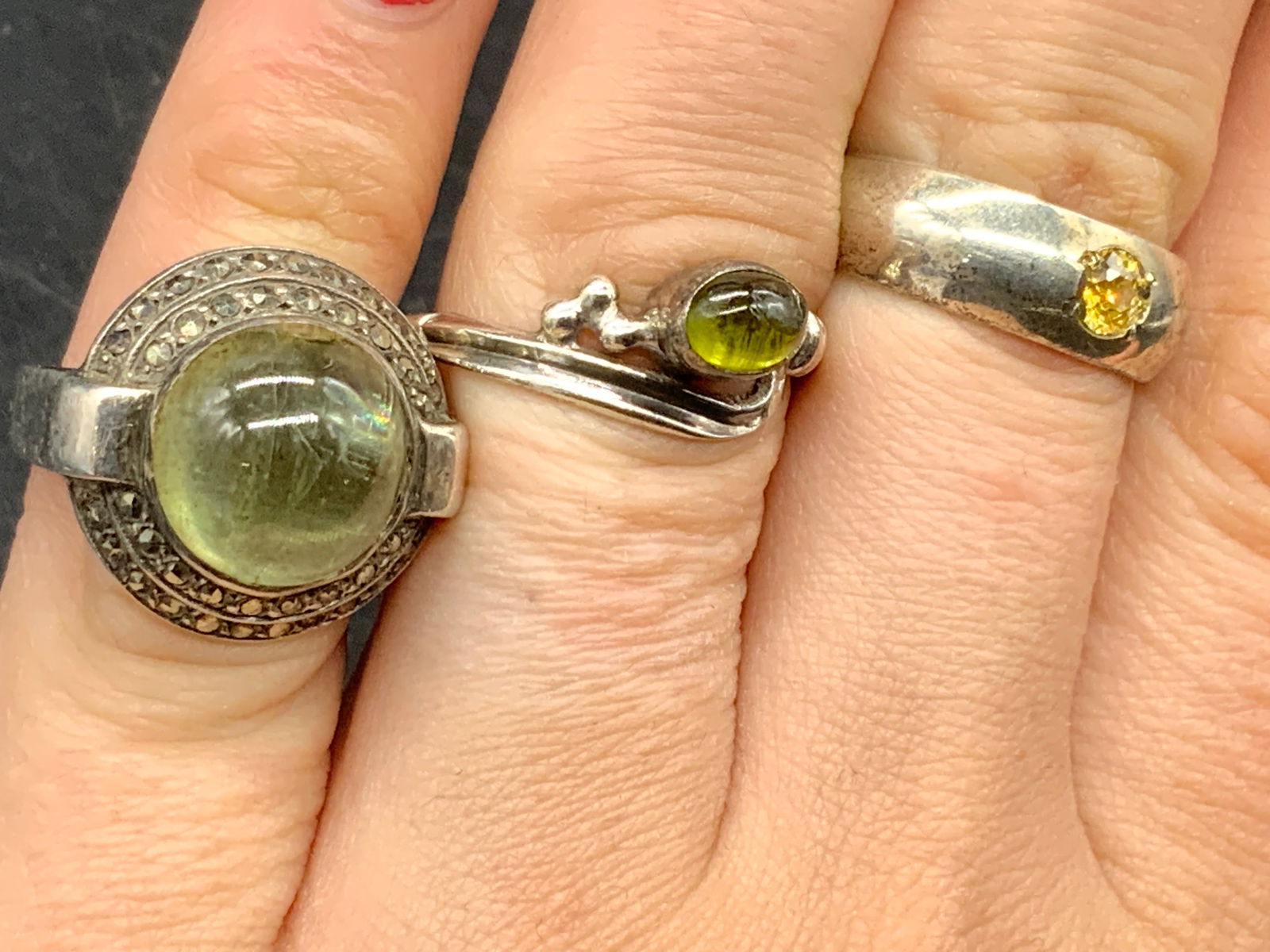 Lot 3 STERLING SILVER Vintage Gemstone Rings (1 of 10)