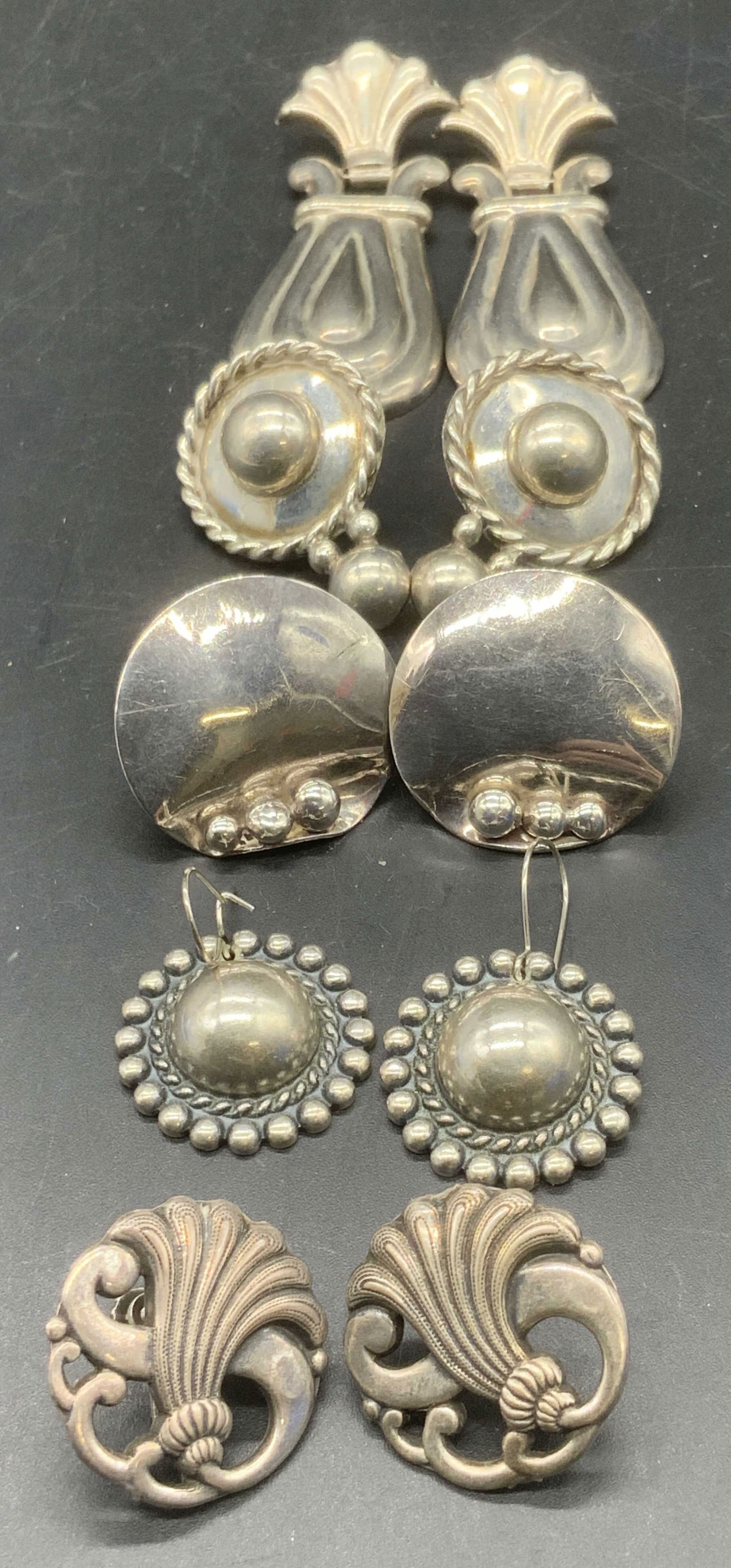 Lot 5 Vintage Sterling Silver Earrings, Italy + (1 of 12)
