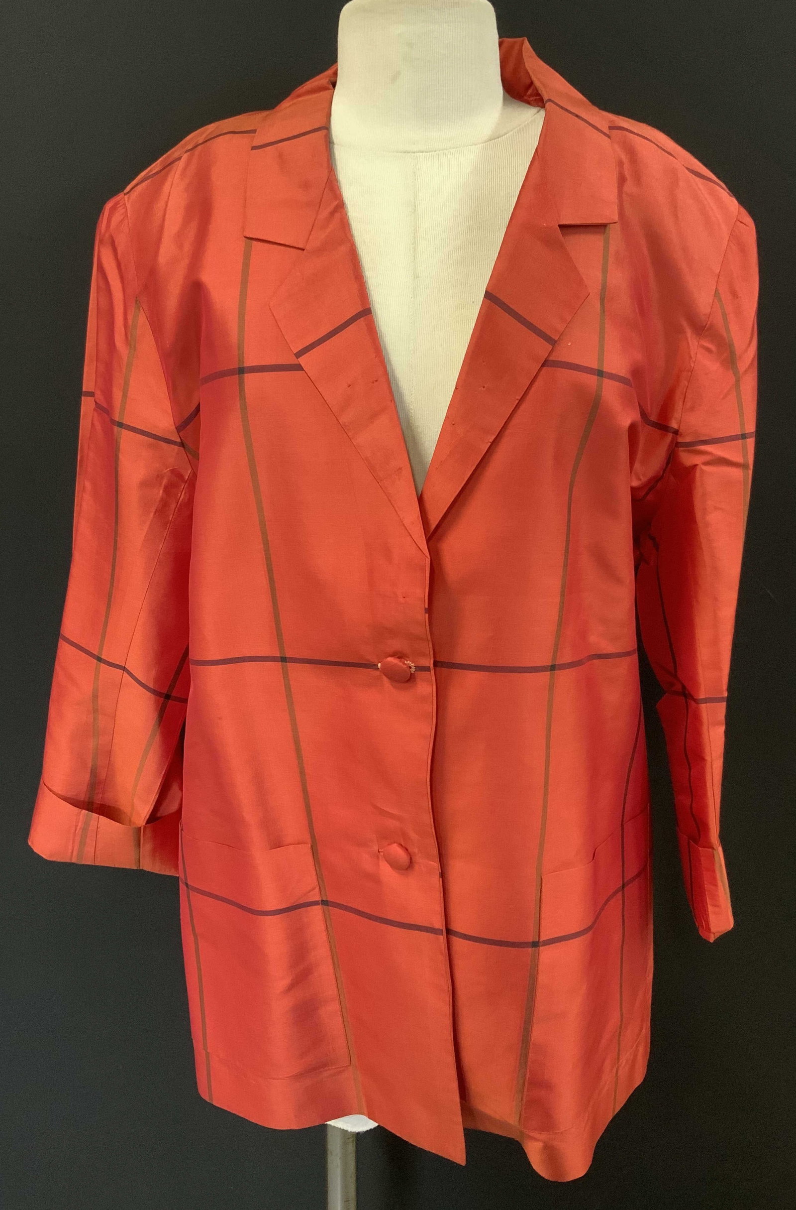Anita Thai Red Striped Silk Button Up Jacket (1 of 7)