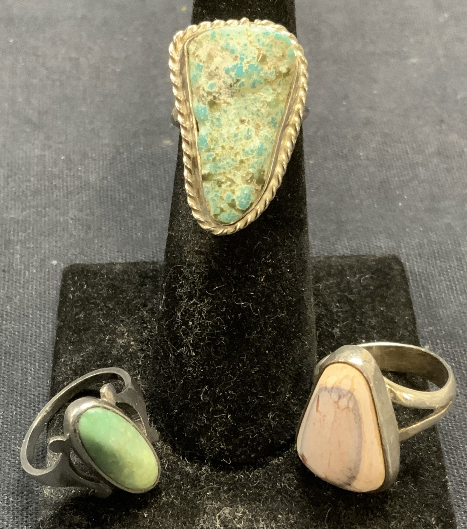 Lot 3 Sterling Silver Turquoise & Stone Rings (1 of 8)