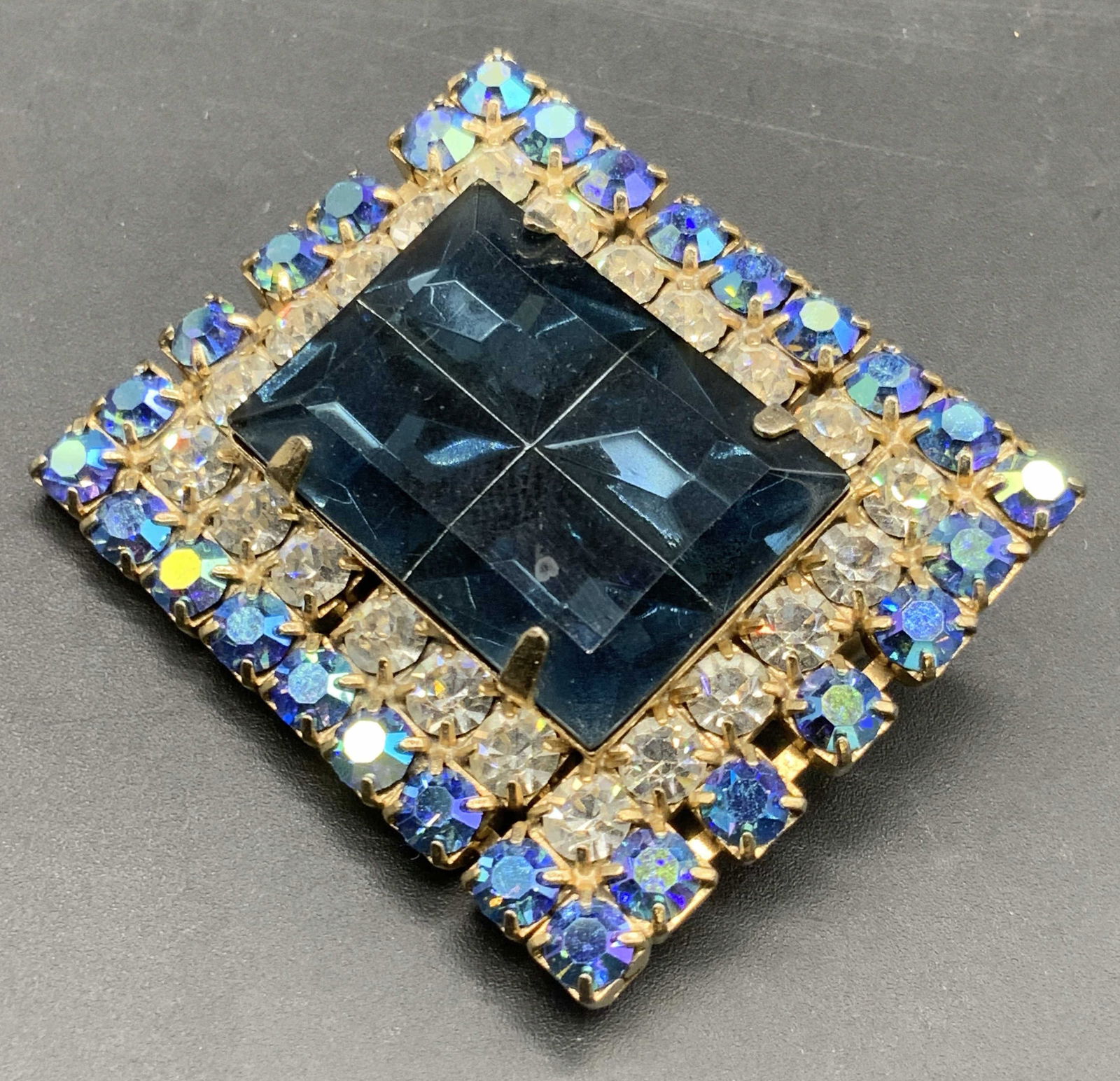 Vintage Bejeweled Blue Crystal Brooch, Jewelry (1 of 8)
