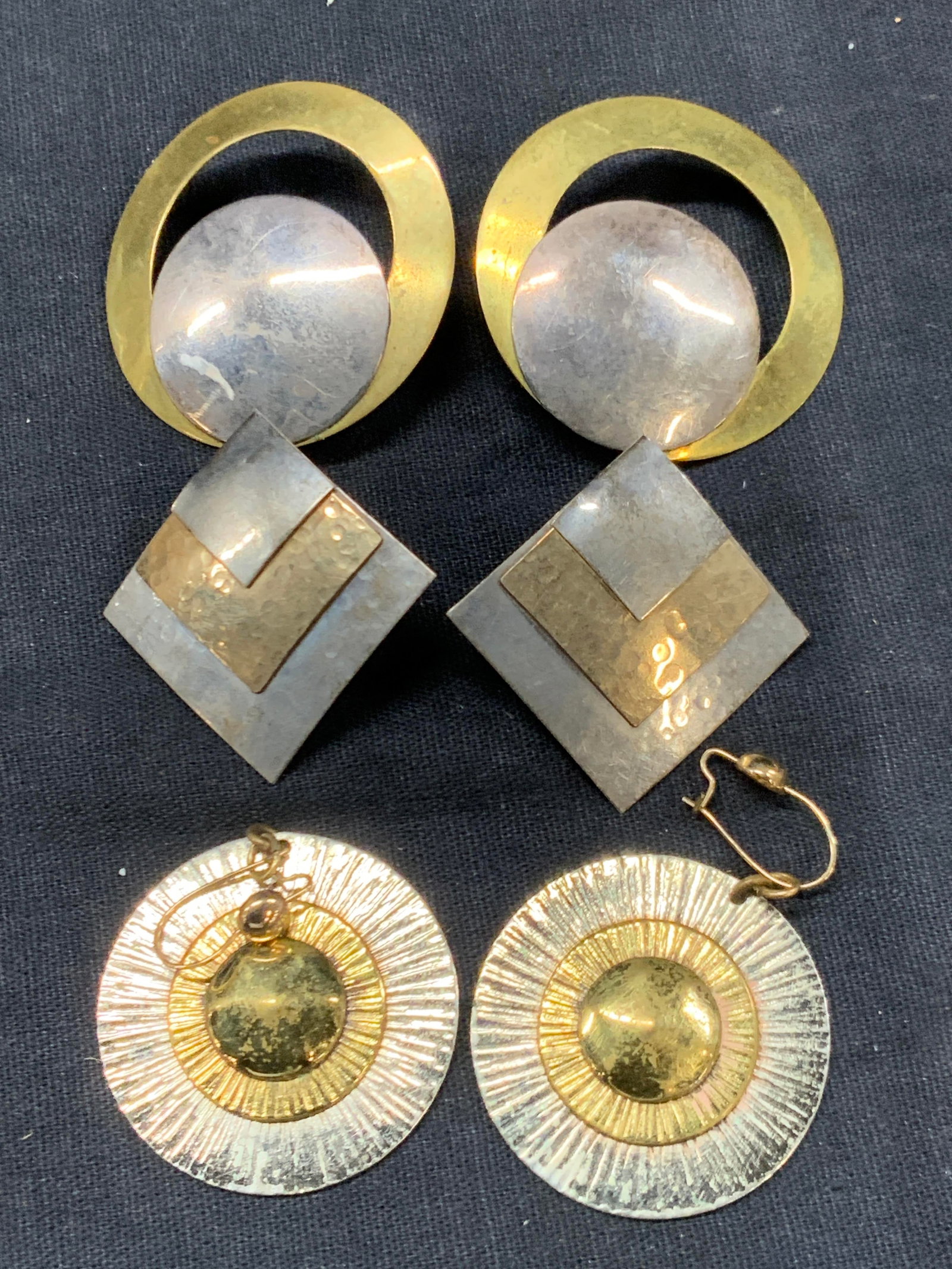 Lot 3 Pr Sterling Silver, Copper & Brass Earrings (1 of 8)