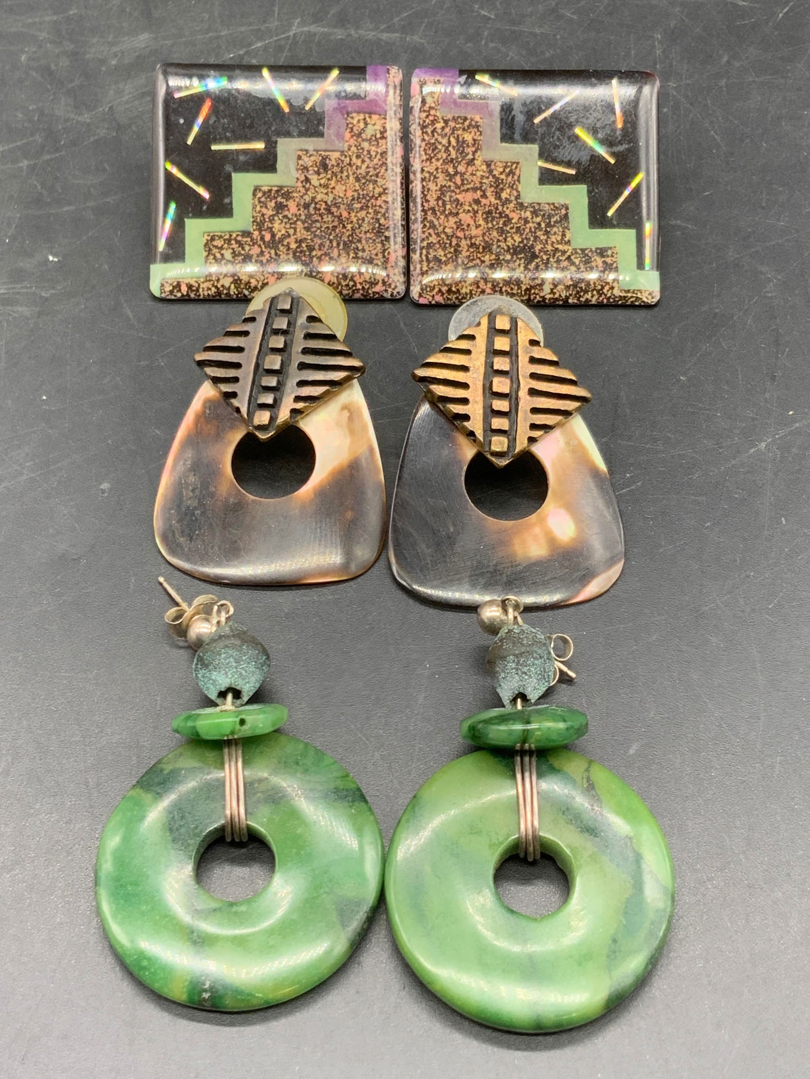 Lot 3 Vintage Post Back Statement Earrings (1 of 7)