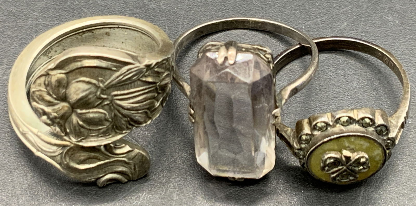 Lot 3 Vintage Sterling Silver Rings, Amethyst + (1 of 12)