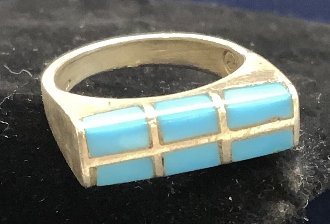 Sterling Silver Turquoise Ring, Hand Crafted (1 of 6)