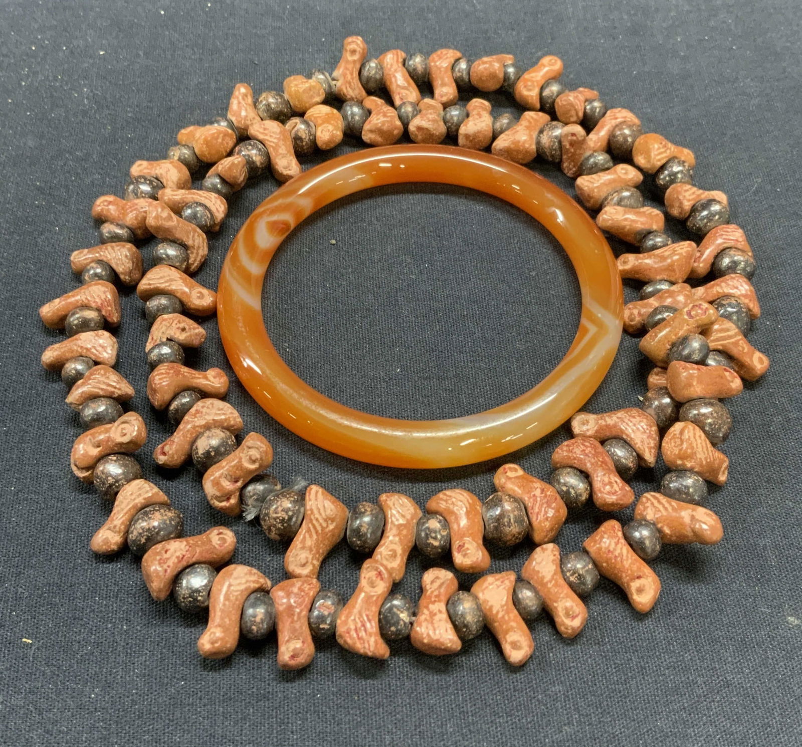 Lot 2 Orange Banded Agate Bangle Bracelet + (1 of 7)