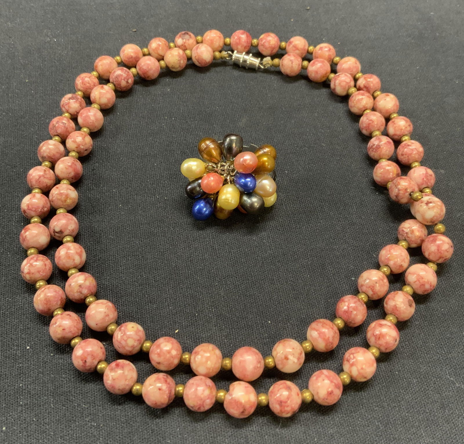 Lot 2 Pink Natural Stone Beaded Necklace, More (1 of 8)