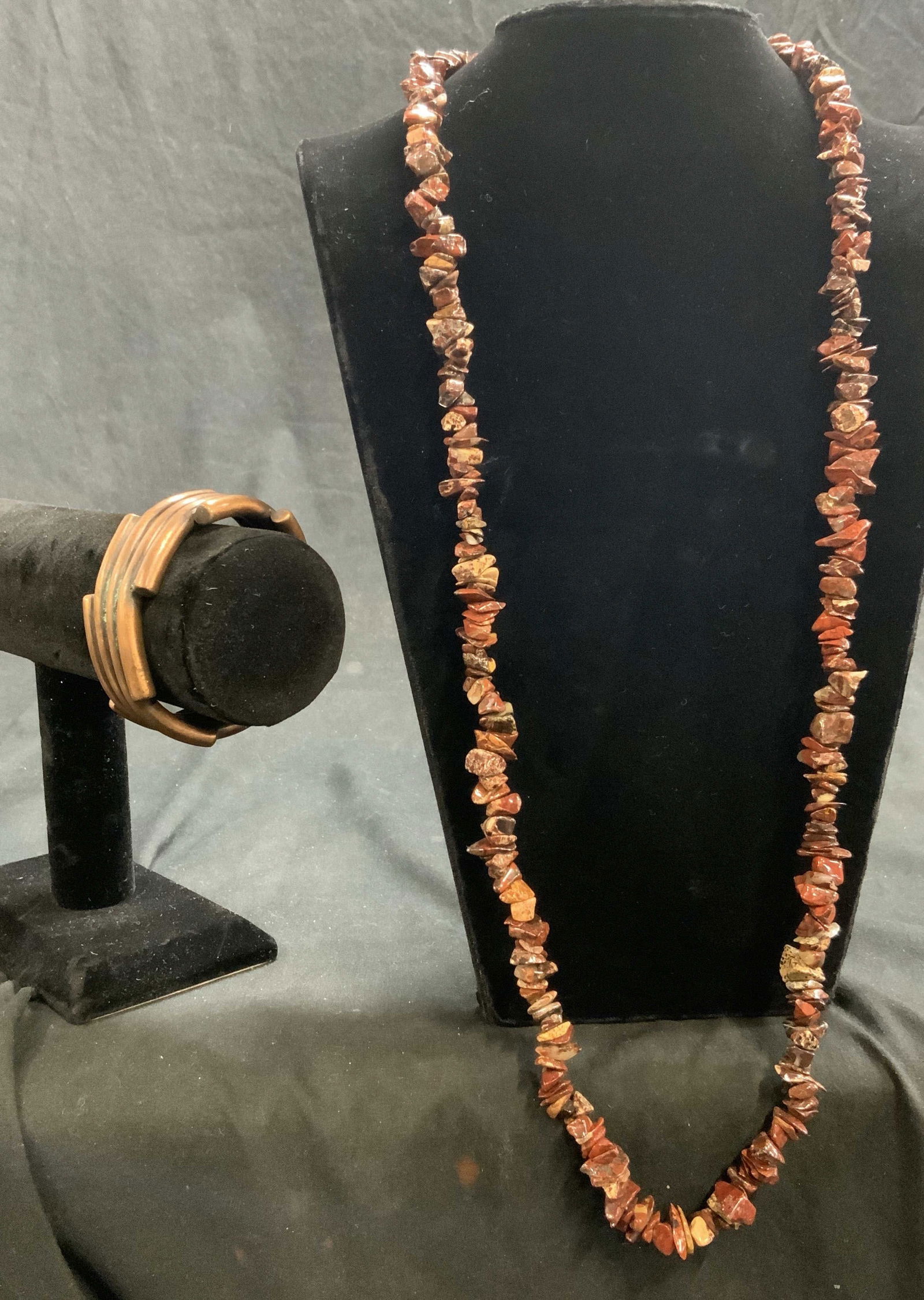 Lot 2 Natural Stone Necklace & Copper Bangle (1 of 7)