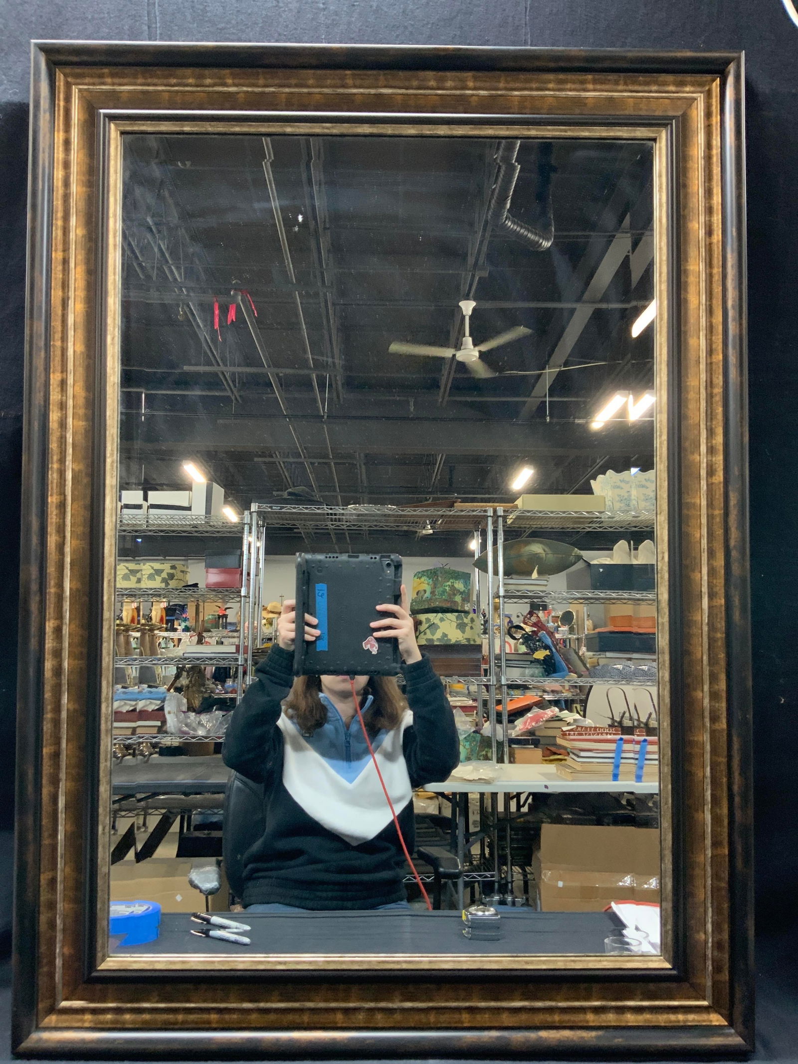 Wooden Framed Beveled Glass Wall Mirror 43in (1 of 6)