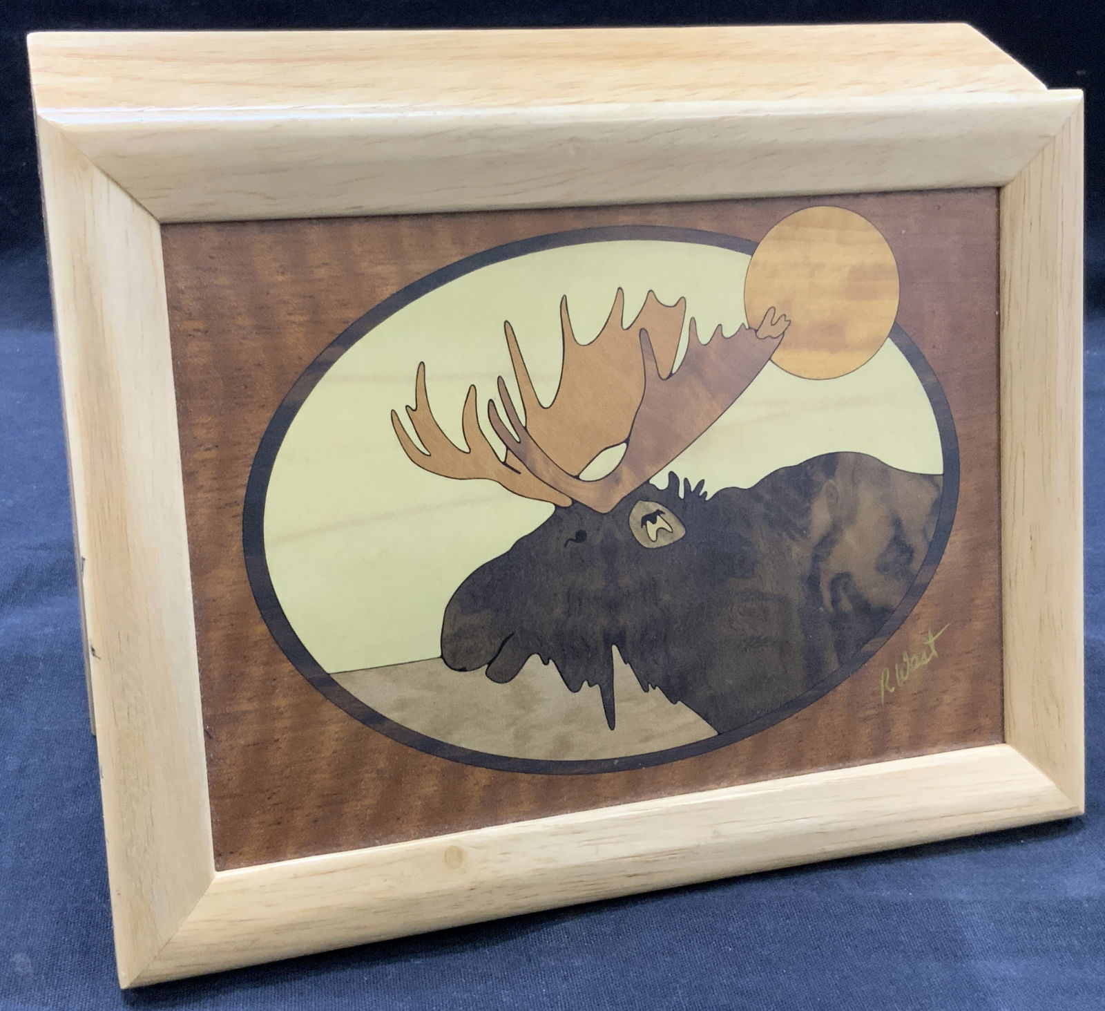 Sgd R. West Marq Art Moose Marquetry Jewelry Box (1 of 9)