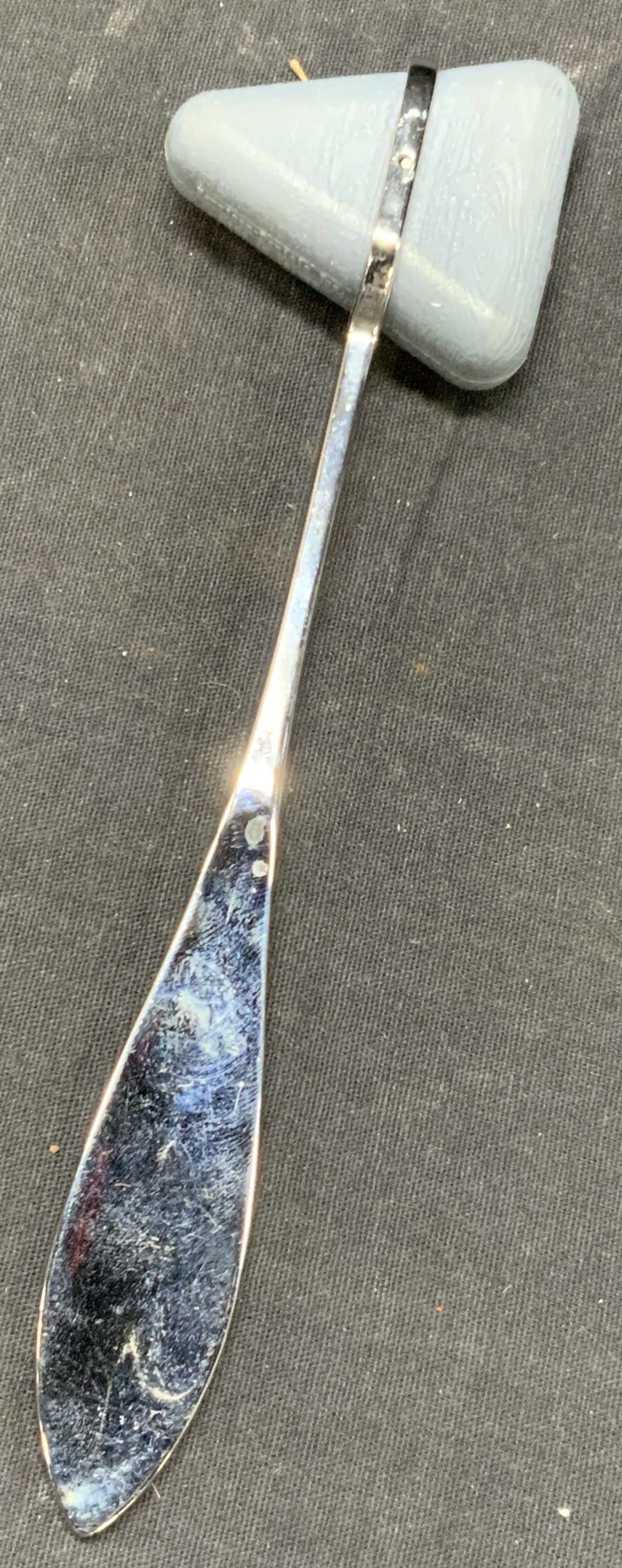 Viagra Promo Taylor Reflex Hammer: A Taylor reflex hammer with a blue toned piece affixed to a steel handle. Handle is marked Viagra. Hammer is marked Harrison Daniel’s Inc. approx 7.5 inches long. Minor wearing to hammer due to age 
