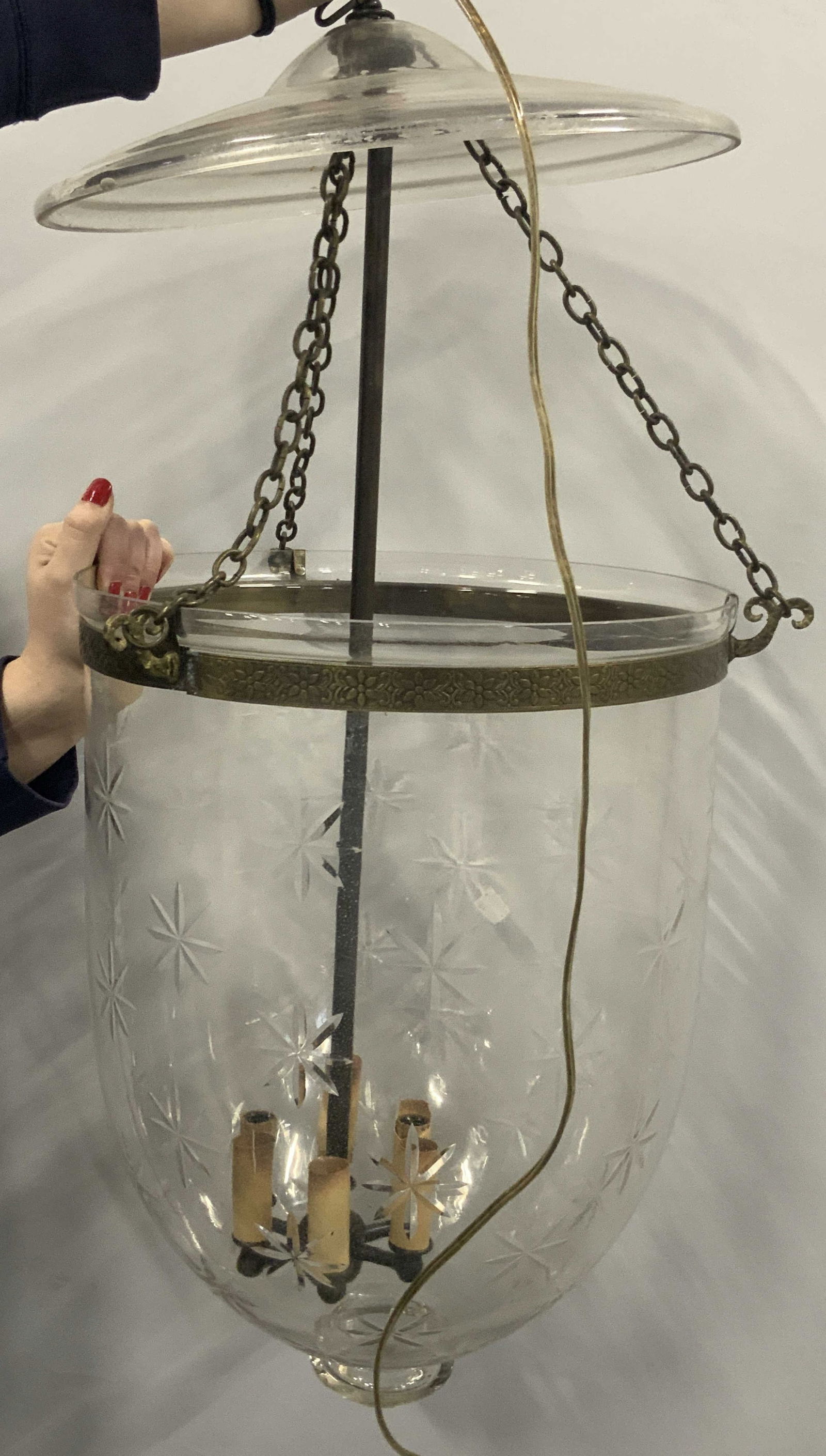 Vintage Cut Glass Hanging Ceiling Lamp (1 of 11)