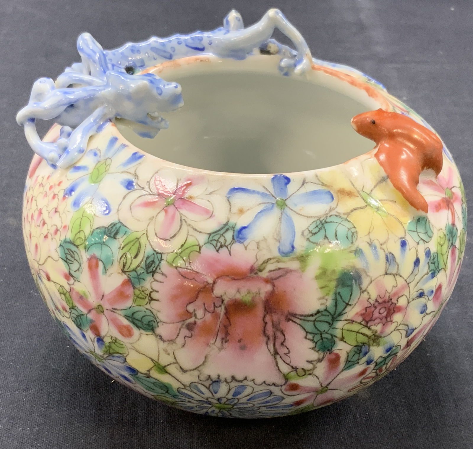 Signed Hand Painted Asian Dragon Porcelain Vessel (1 of 8)