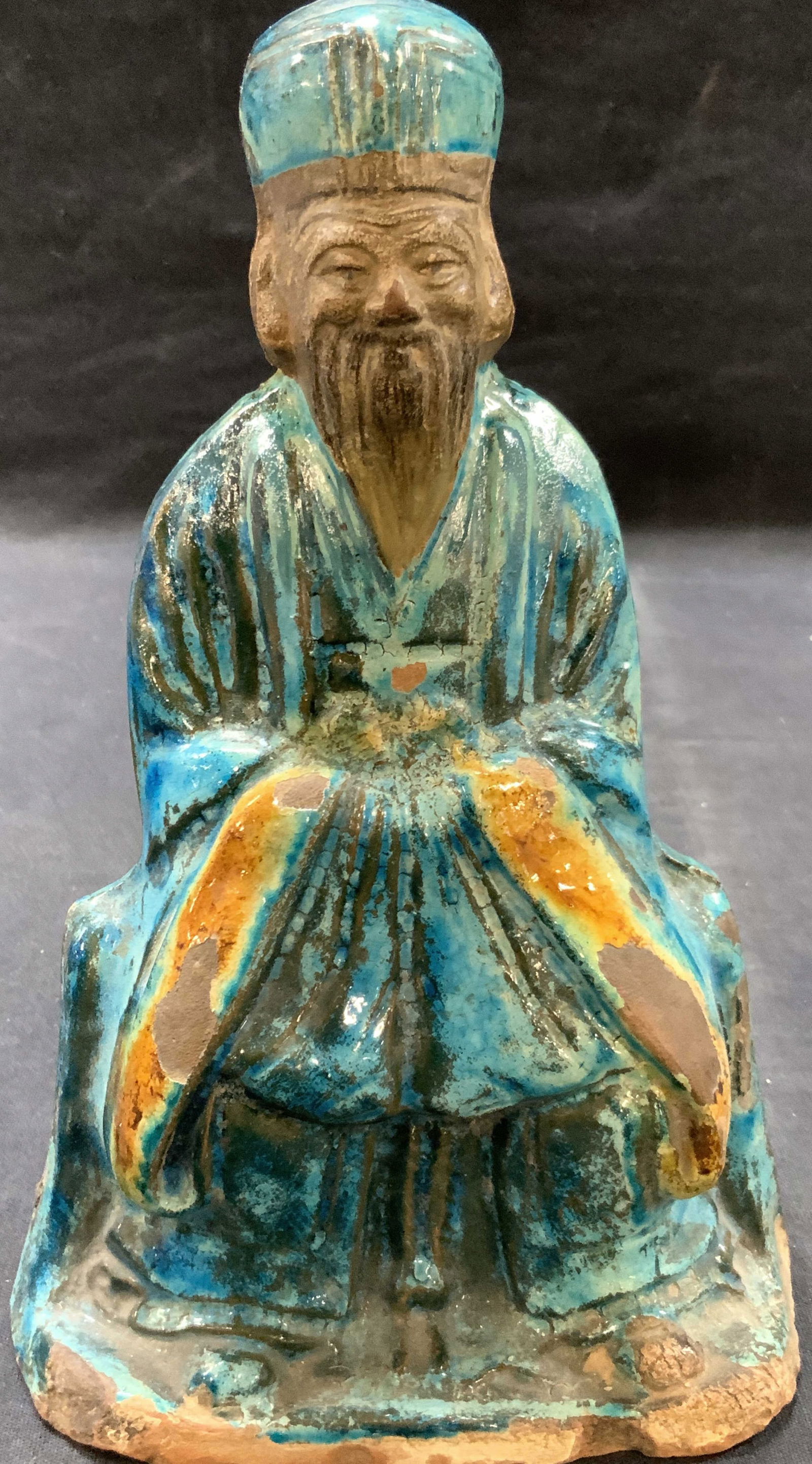 Vintage Cast Earthenware Glazes Asian Figure (1 of 8)