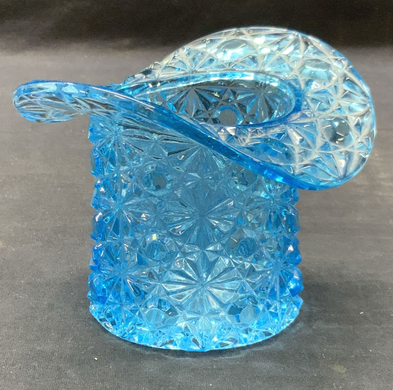 Vintage Fenton Blue Art Glass Top Hat Vessel (1 of 6)