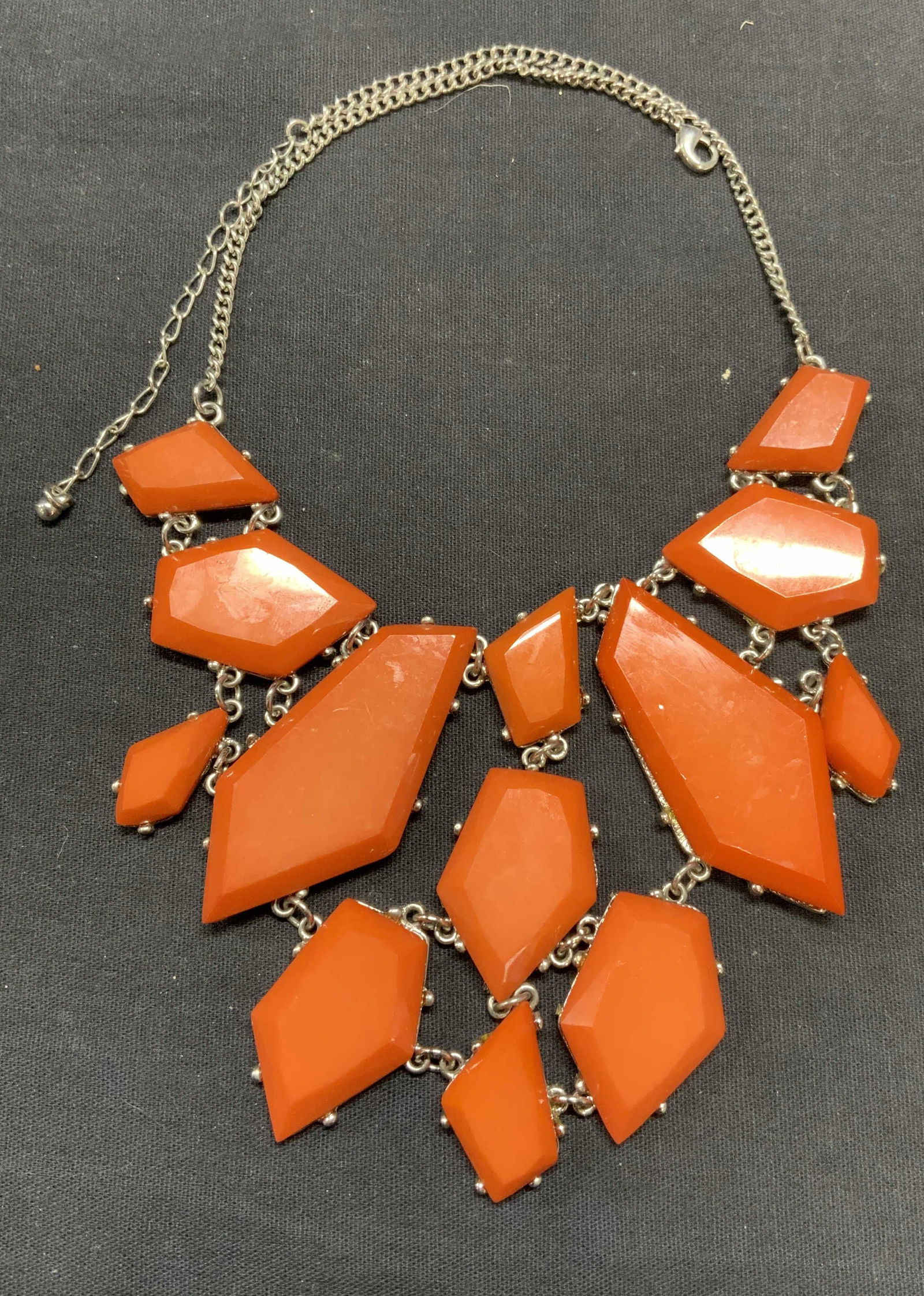Coral Tone Crystal Statement Bib Necklace (1 of 6)