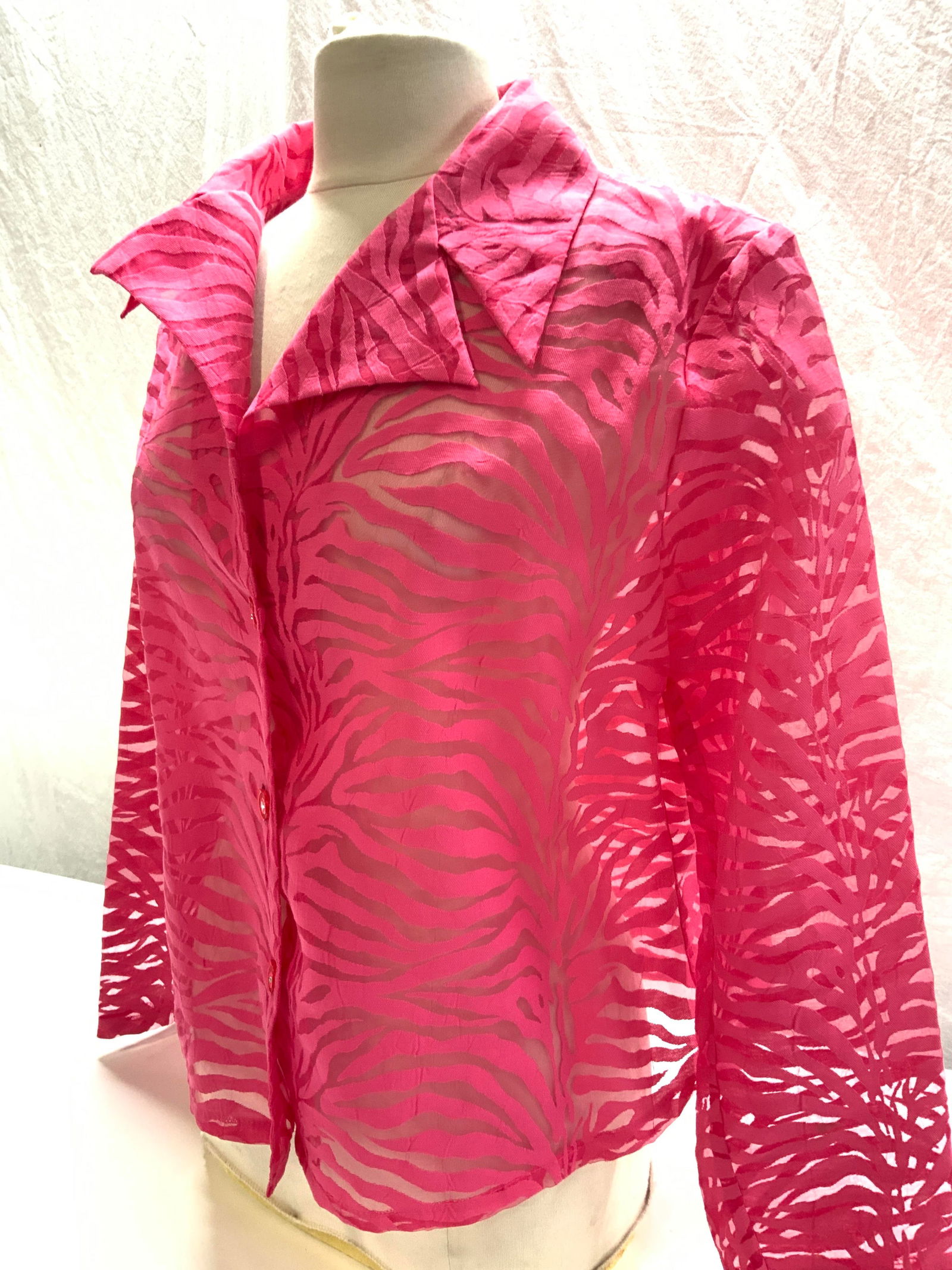 Pink Zebra Style Button Shirt (1 of 9)