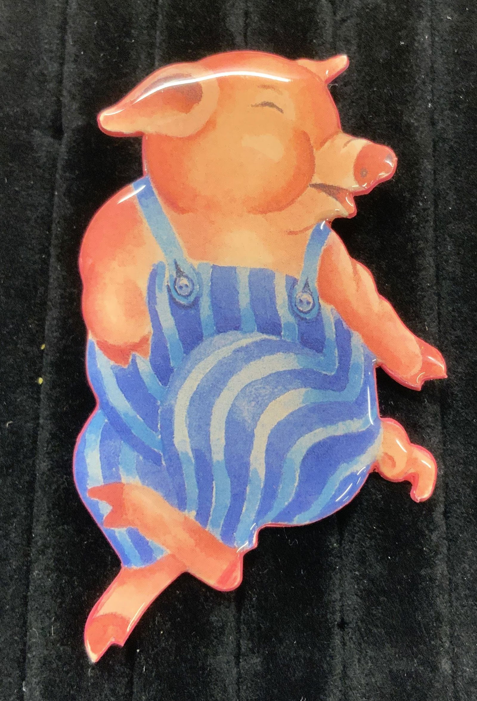 Folk Art Pig Brooch 3.25in (1 of 6)