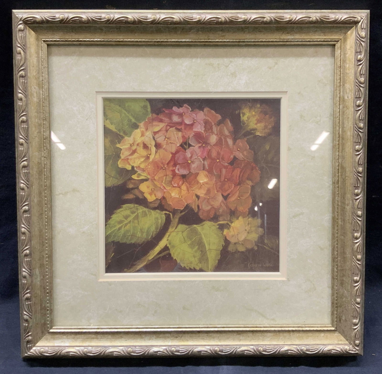 Kathryn White Floral Framed Lithograph (1 of 8)