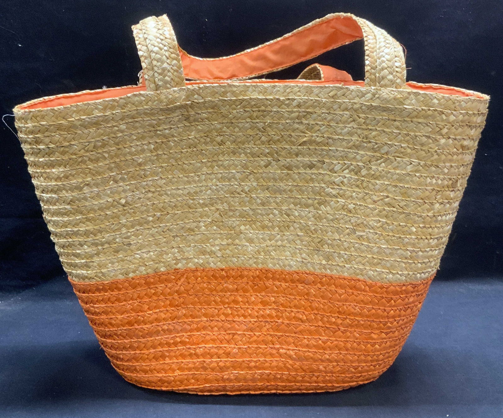 Neiman Marcus Tan & Orange Straw Handbag NWT (1 of 7)