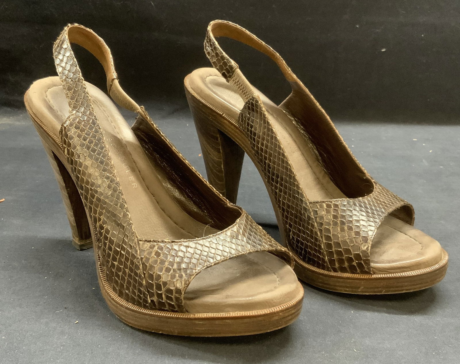 Proenza Schouler Brown Snakeskin Wood Heels (1 of 6)