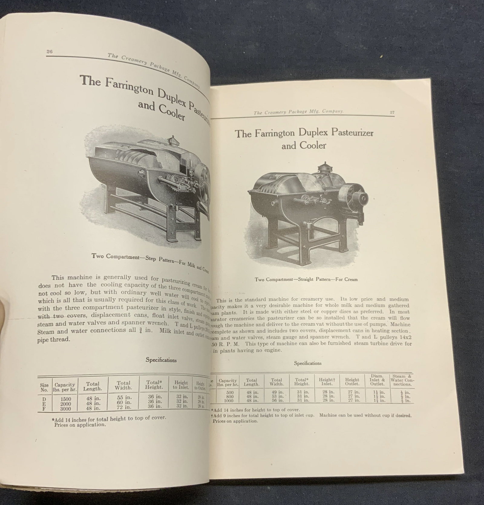 1910 Creamery Supplies Illustrated Catalogue: Antiques softcover copy of Creamery Apparatus and Supplies catalog 300. Illustrated catalog. Published by The Creamery Package Manufacturing Company, 1910. Measures approx. 9 x 6 inches. Some wear to 