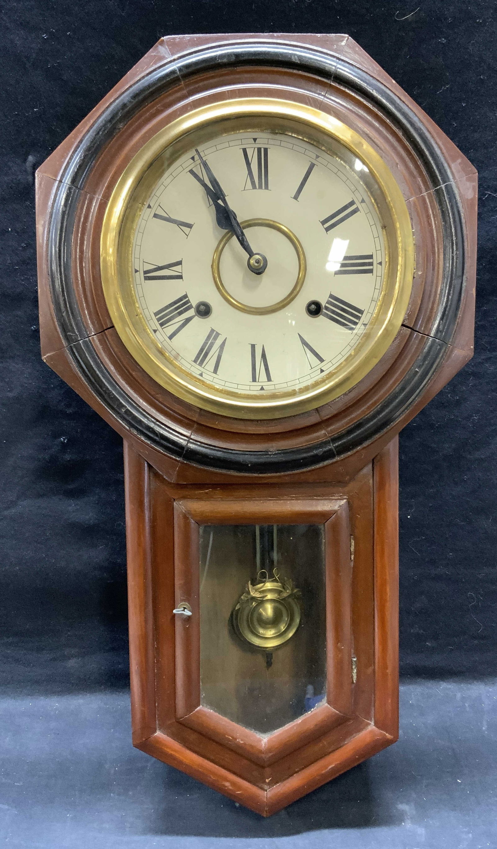 Antique Wood Regulator Wall Clock 22.5in (1 of 7)