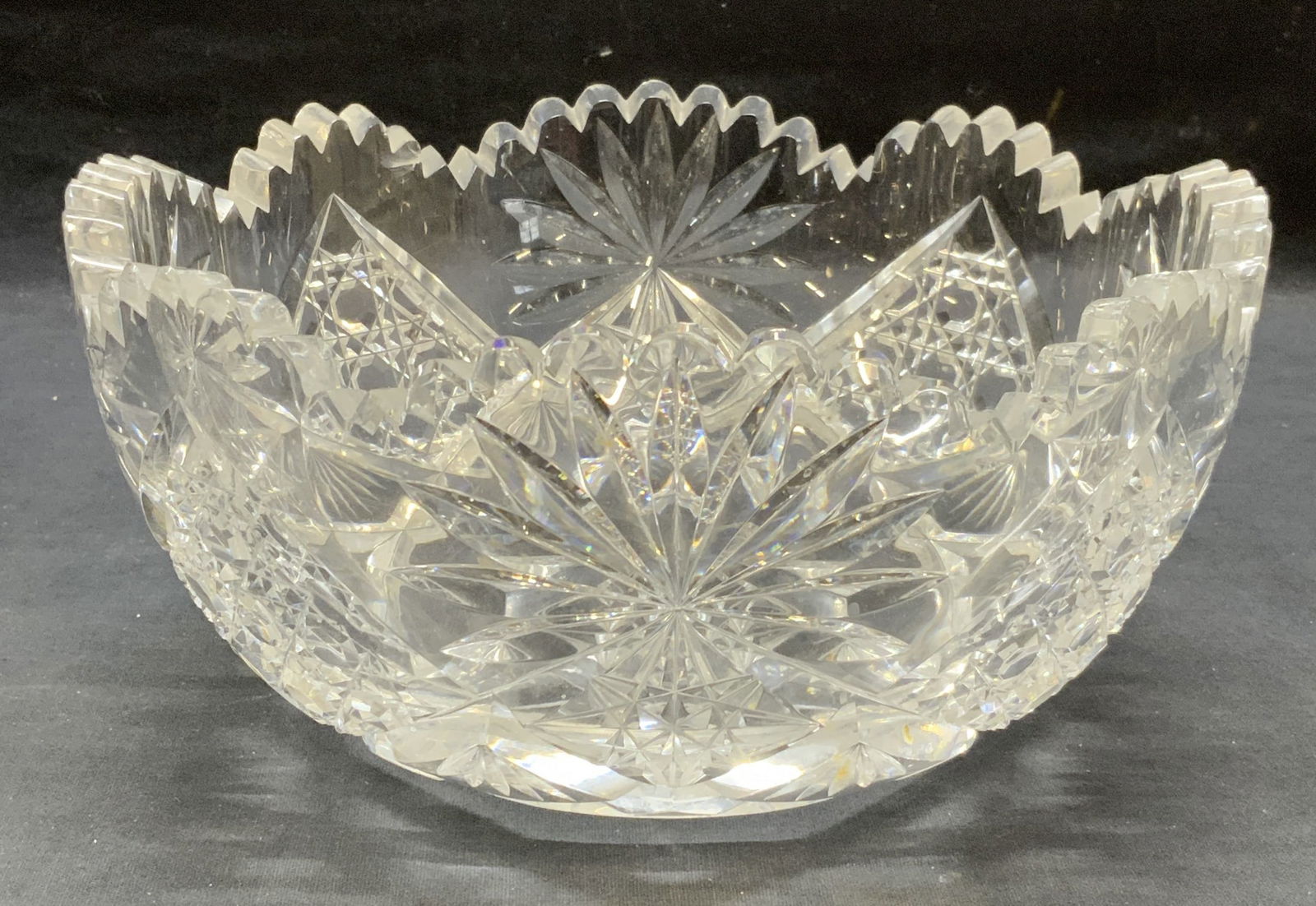 Heavy Cut Crystal Sawtooth Rim Bowl (1 of 7)