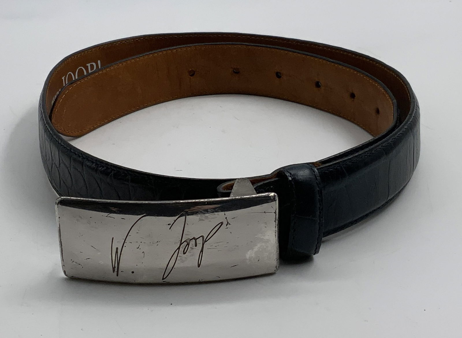 Joop! Blue Croc Embossed Leather Belt, Italy (1 of 7)