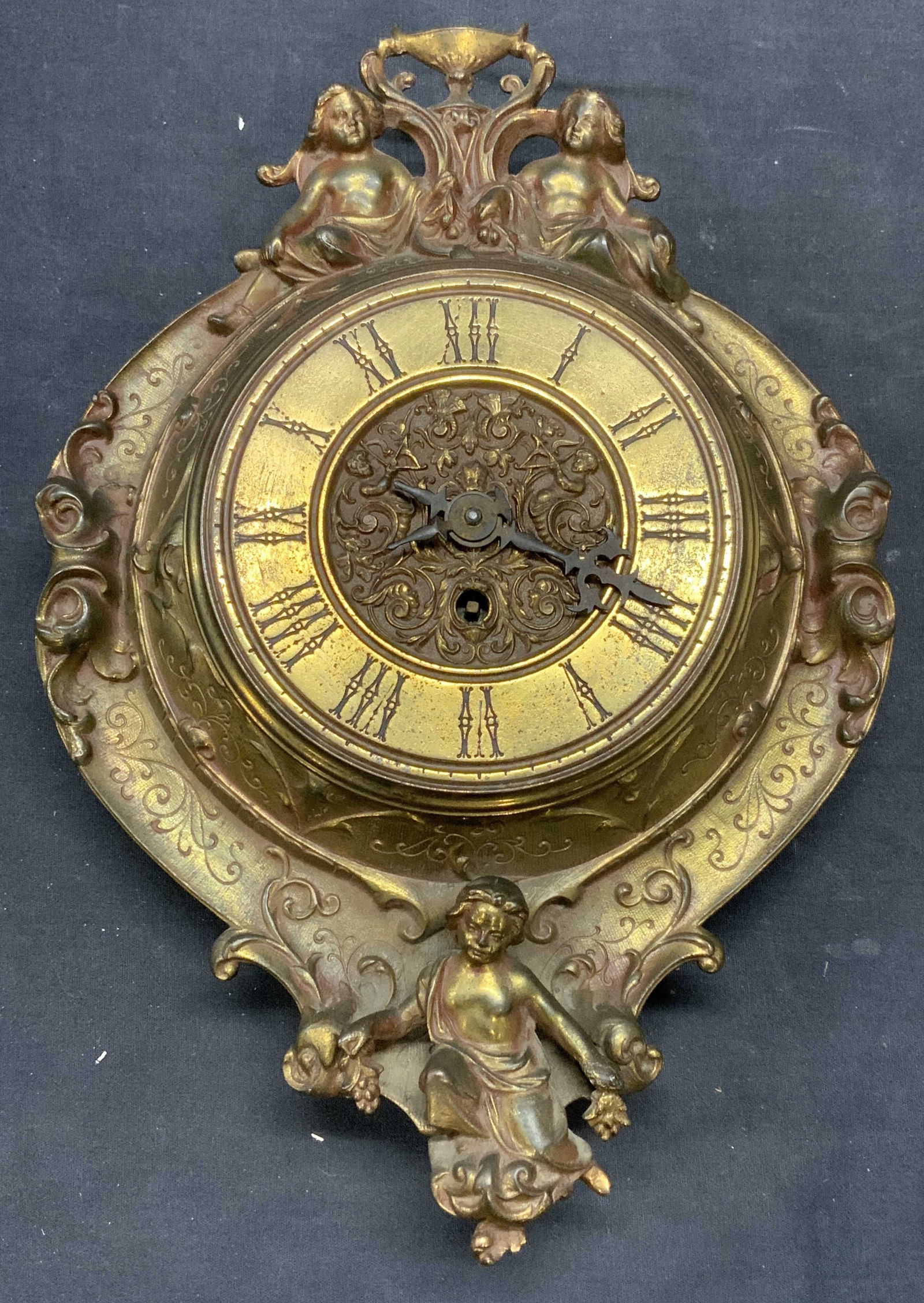 Vintage FR Malchow Gilt Iron Wall Clock (1 of 9)