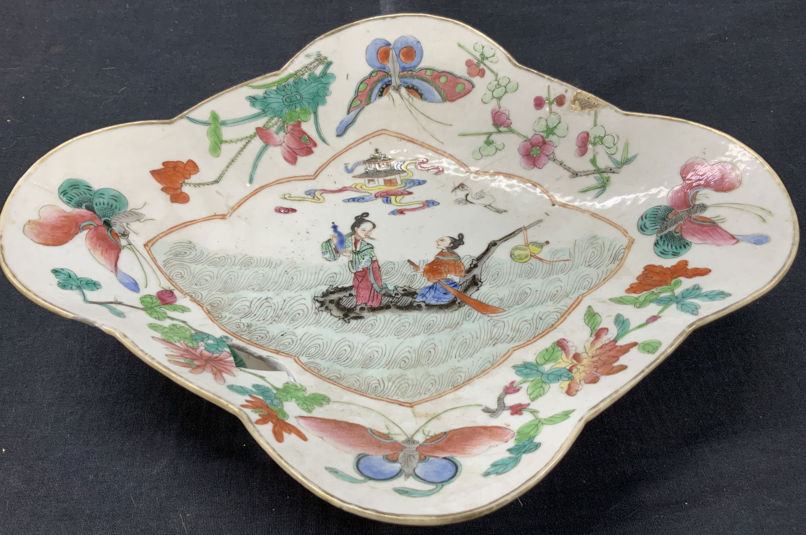 Vtg Hand Painted Asian Footed Ceramic Bowl (1 of 11)