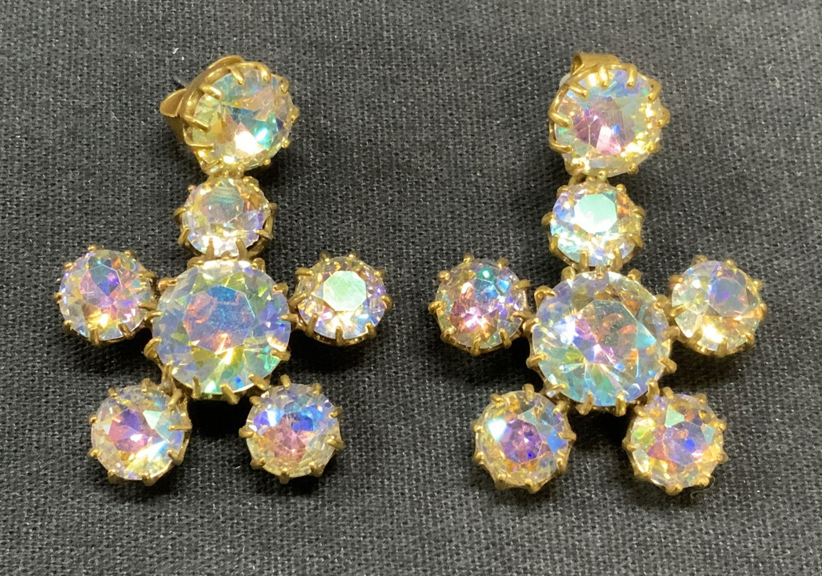 J Crew Gold Tone Crystal Dangle Earrings (1 of 6)