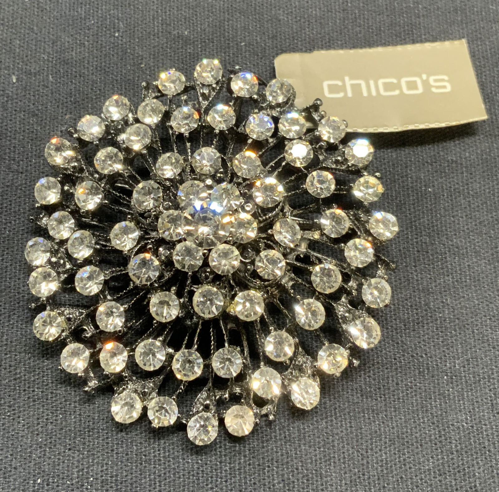 Chicos Silver Tone Crystal Cluster Brooch NWT (1 of 8)