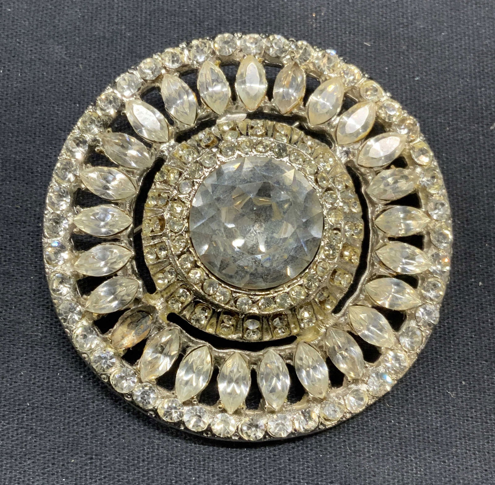 Vintage Silver Tone Crystal Brooch (1 of 6)