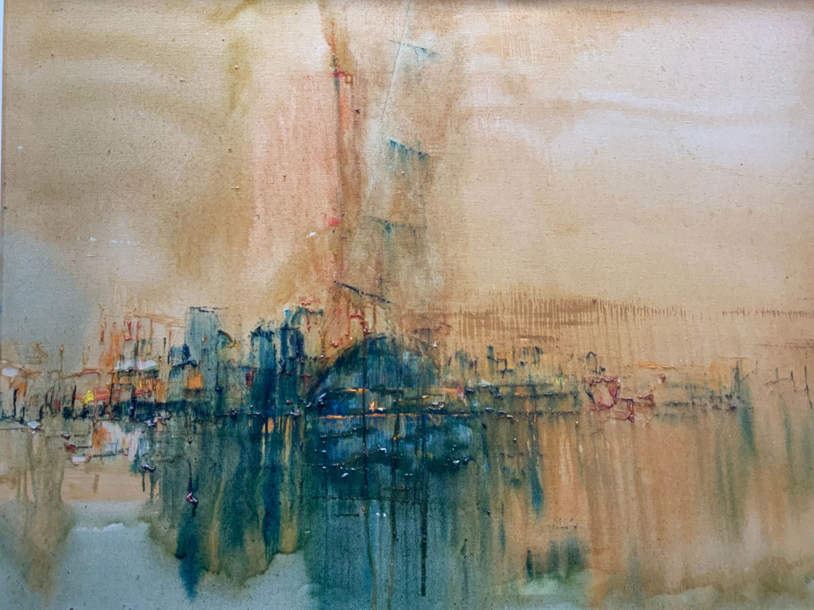 Sgd Abstract Cityscape Oil Painting On Canvas (1 of 9)