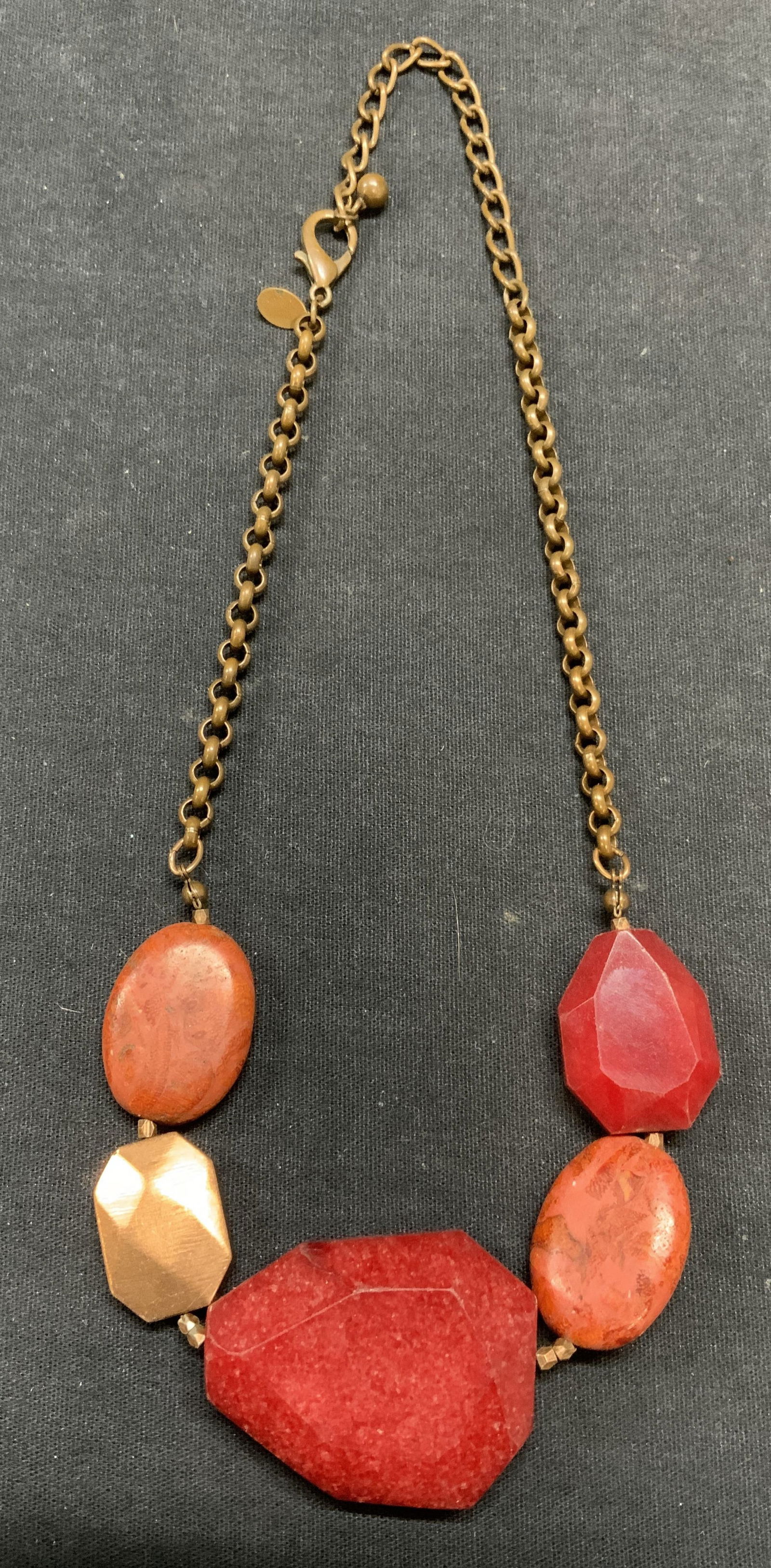 Chicos Red Stone & Crystal Beaded Necklace (1 of 6)