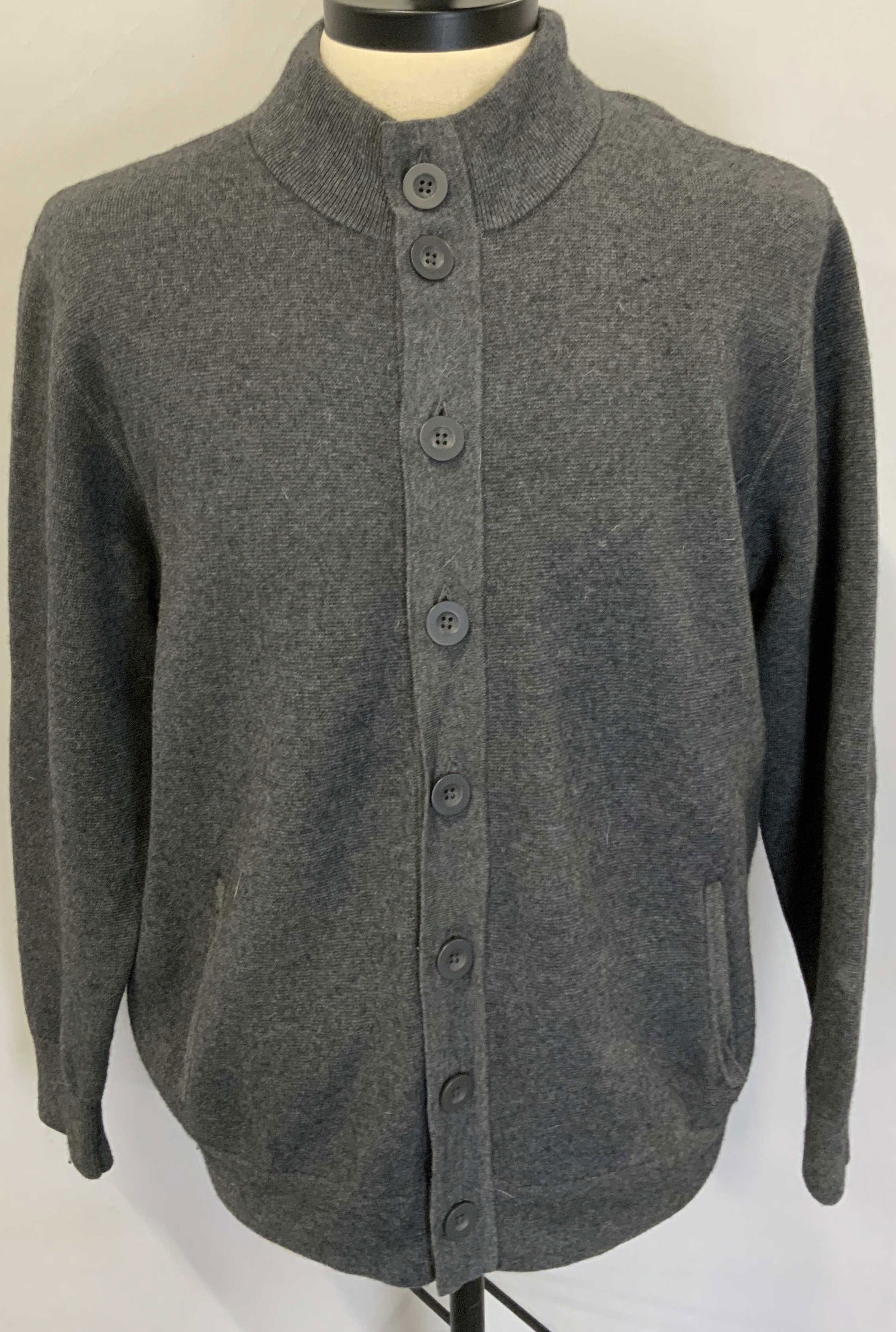 RAFFI Gray Cotton/Wool Cardigan Sweater (1 of 6)